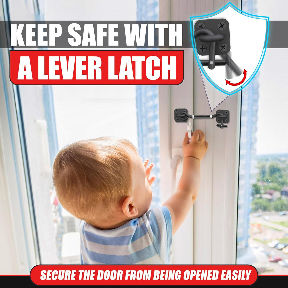 [Upgrade Adjustable] 6”-10” Cabin Hook Eye Latch Gate, Heavy Duty 4 Mounting Points Bracket, Barn