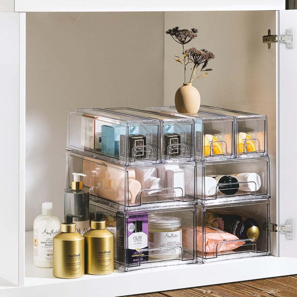 Sorbus Small Wide Clear Storage Drawers (2 Pack) – Stackable Storage Drawers for Pantry, Fridge, or