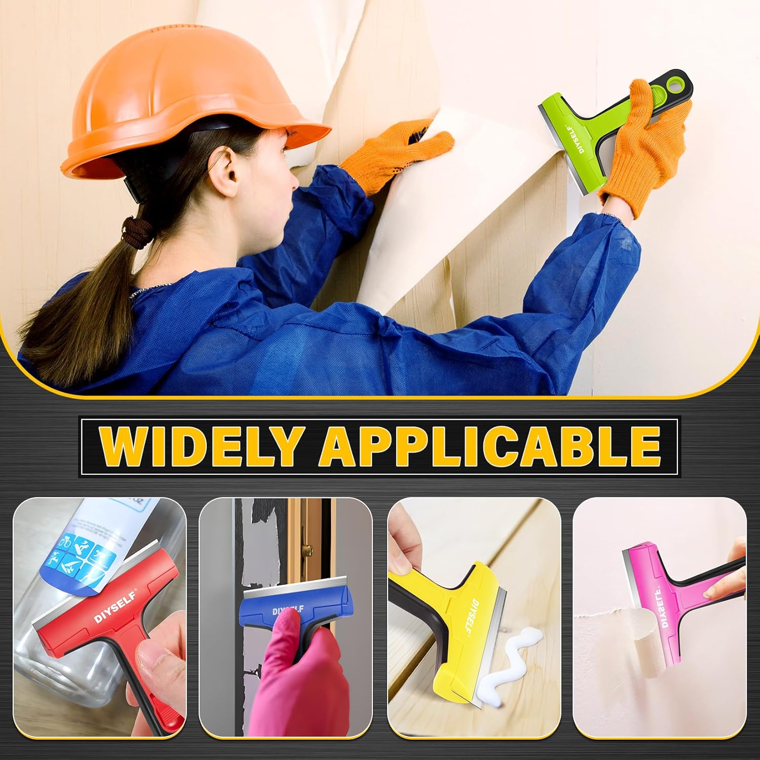 DIYSELF 1 Pack Razor Blade Scraper with 10 Extra Razor Blades, Scraper Tool, Glass Scraper for