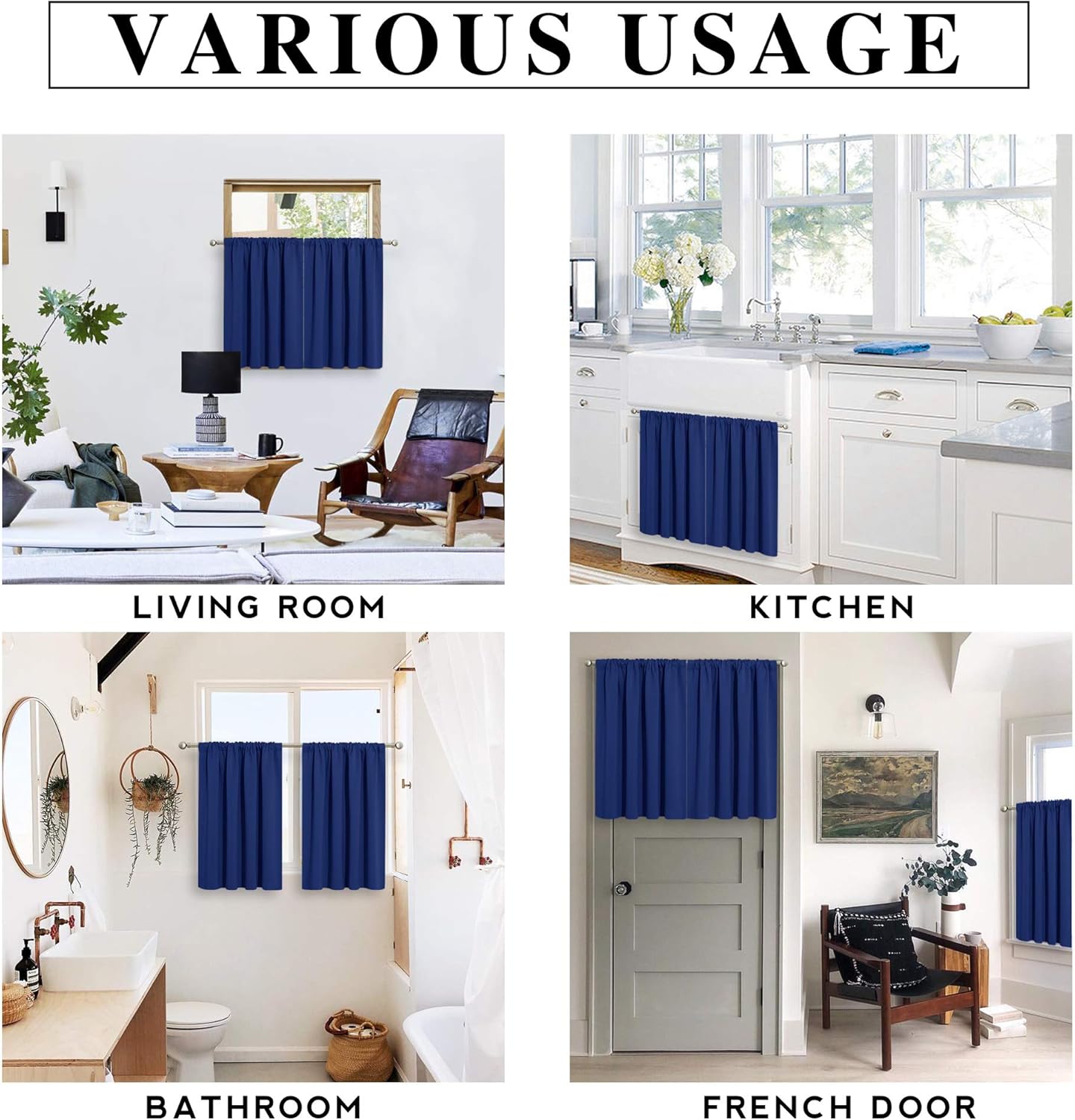 RYB HOME Bathroom Window Curtains - Super Soft Blackout Privacy Curtains for Baby Nursery Bedroom