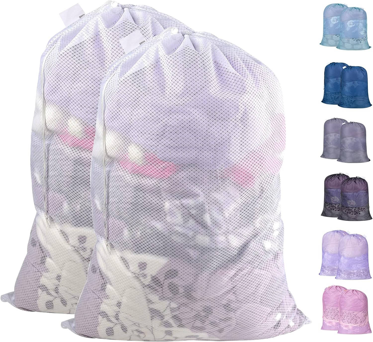 Polecasa Diamond Mesh Laundry Bags, 2Pcs 24 x 36 inches Heavy Duty Mesh Laundry Bag with ID Tag and