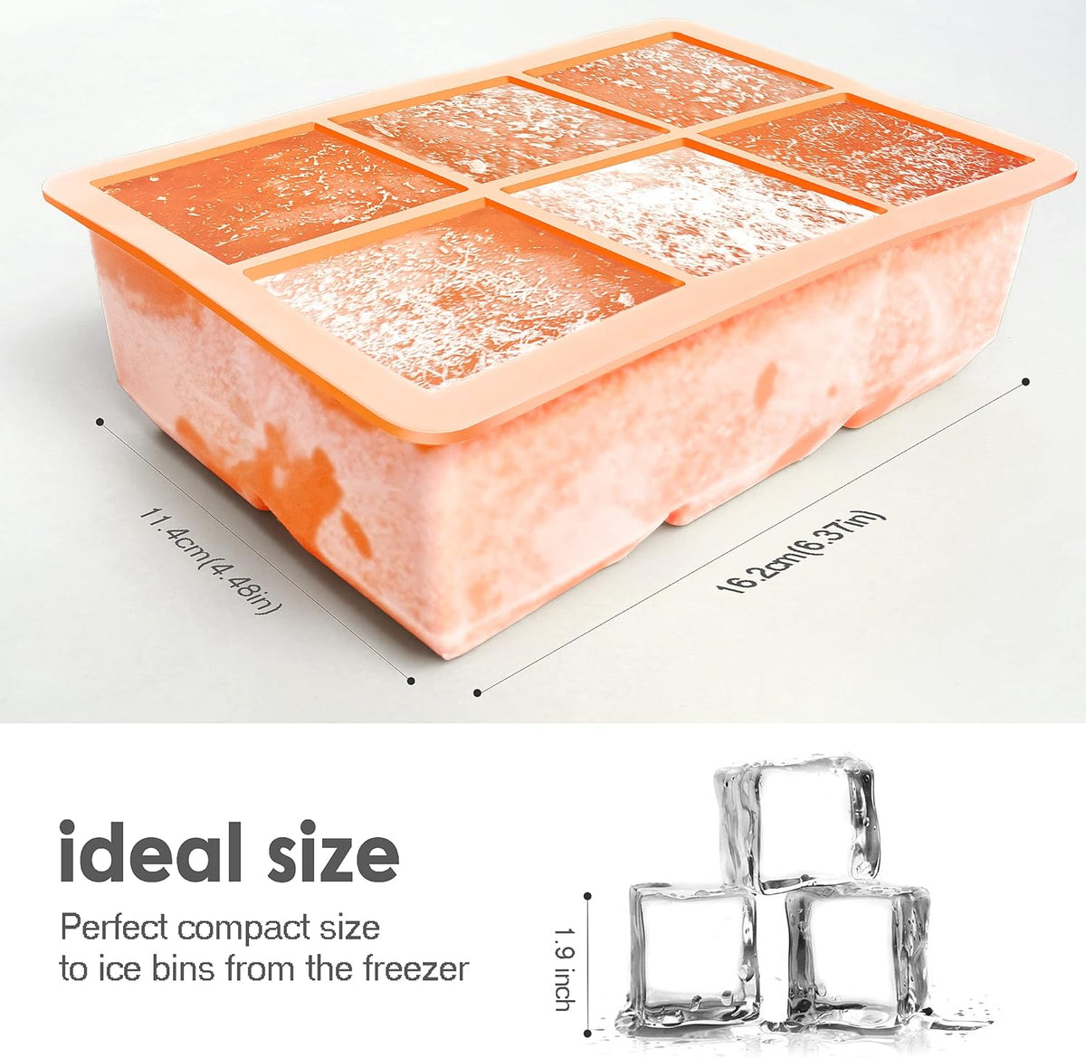 Silicone Ice Cube Trays 3 Pack - Large Size Silicone Ice Cube Molds with Leak Proof Removable Lid