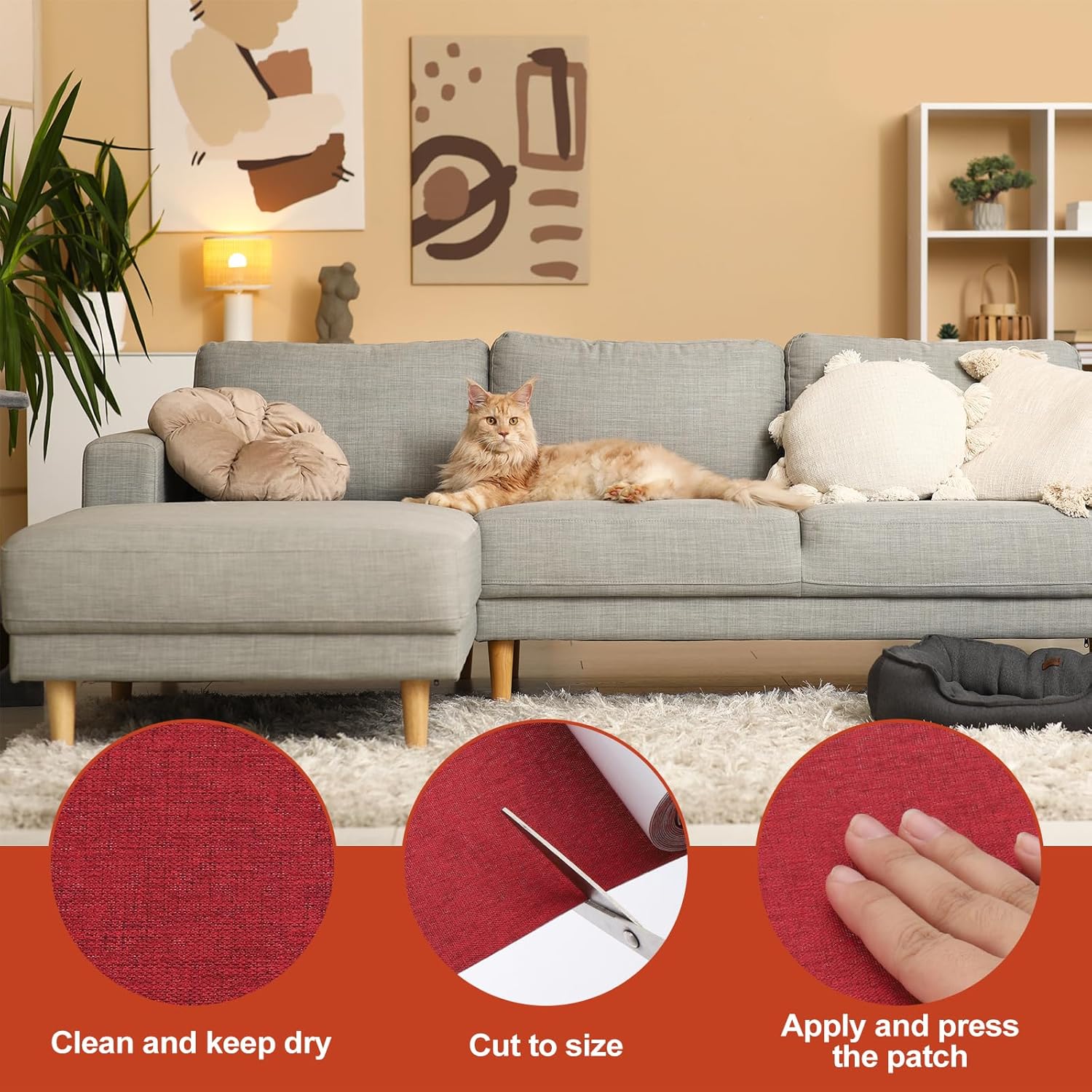 PATIKIL 70x6.2 Inch Linen Repair Tape, Repair Fabric Patch Self Adhesive Couch Patch Line Repair