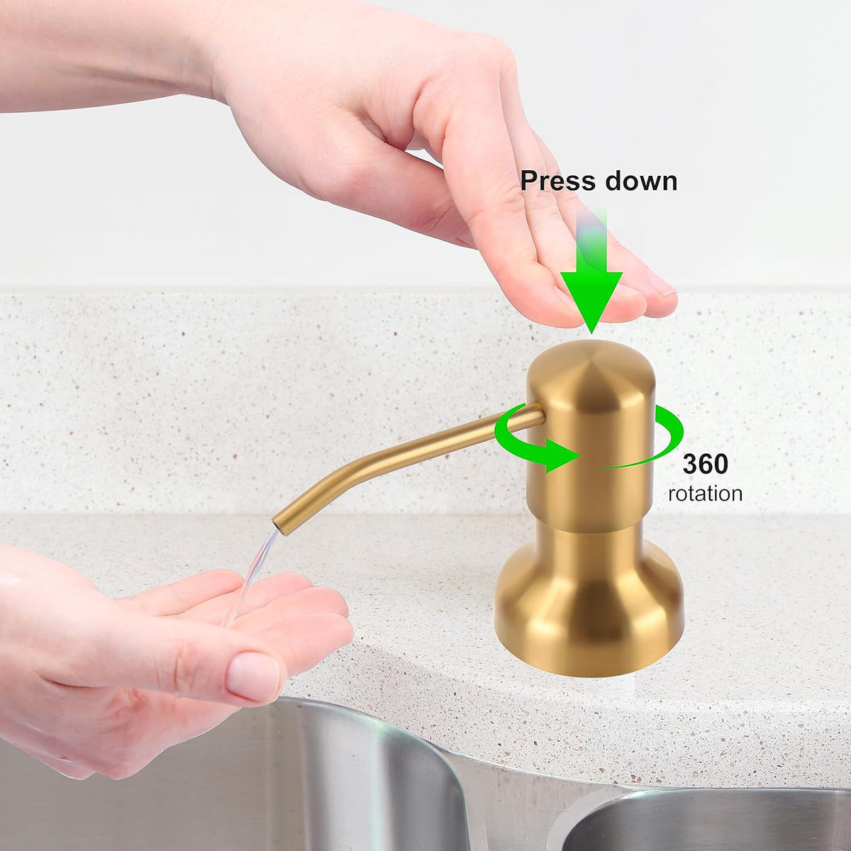 Soap Dispenser for Kitchen Sink, Sink Soap Dispenser with Longer Threaded Shaft Shank, 47"