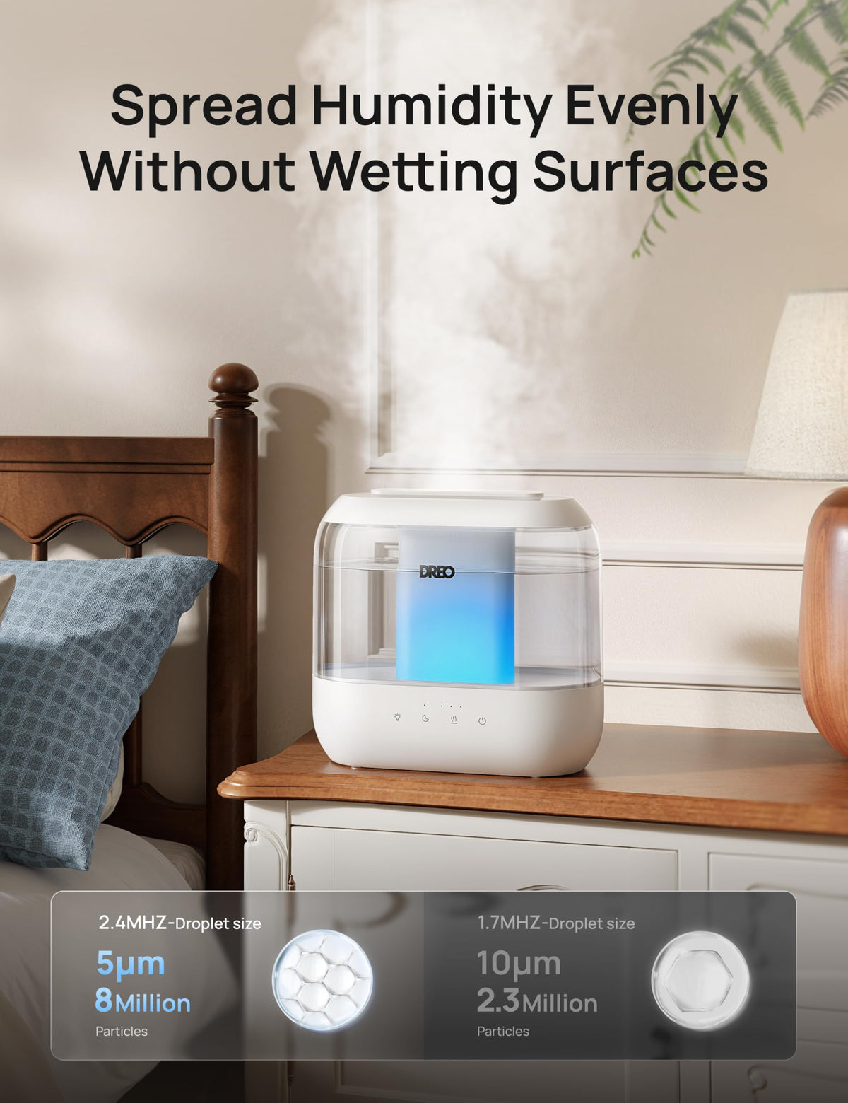 DREO 4L Humidifiers for Bedroom, 36H Runtime, 28 dB Quiet, HM311