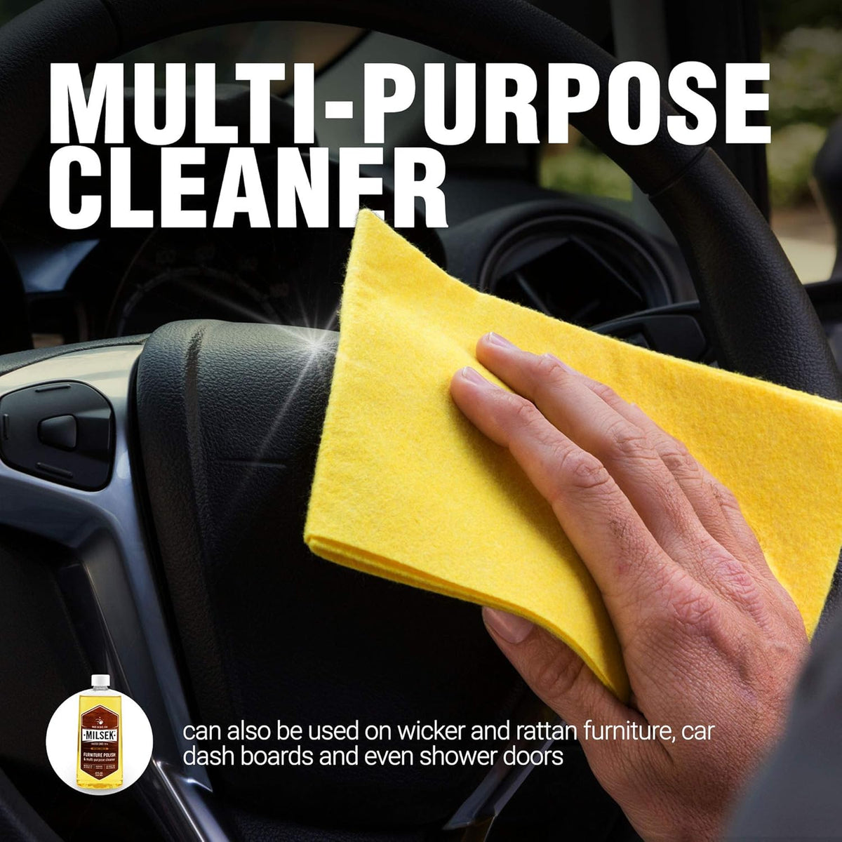Milsek Furniture Polish and Wood Cleaner with Lemon Oil - Multipurpose Solution for Home
