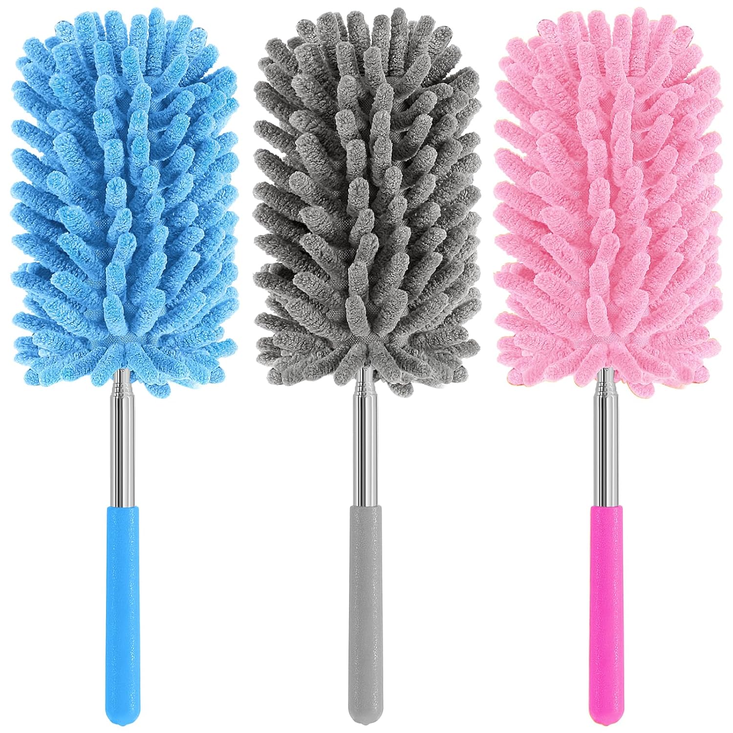 Mini Duster for Cleaning, 360° Bendable Hand Dusters with Extension Pole, Washable Small Duster for