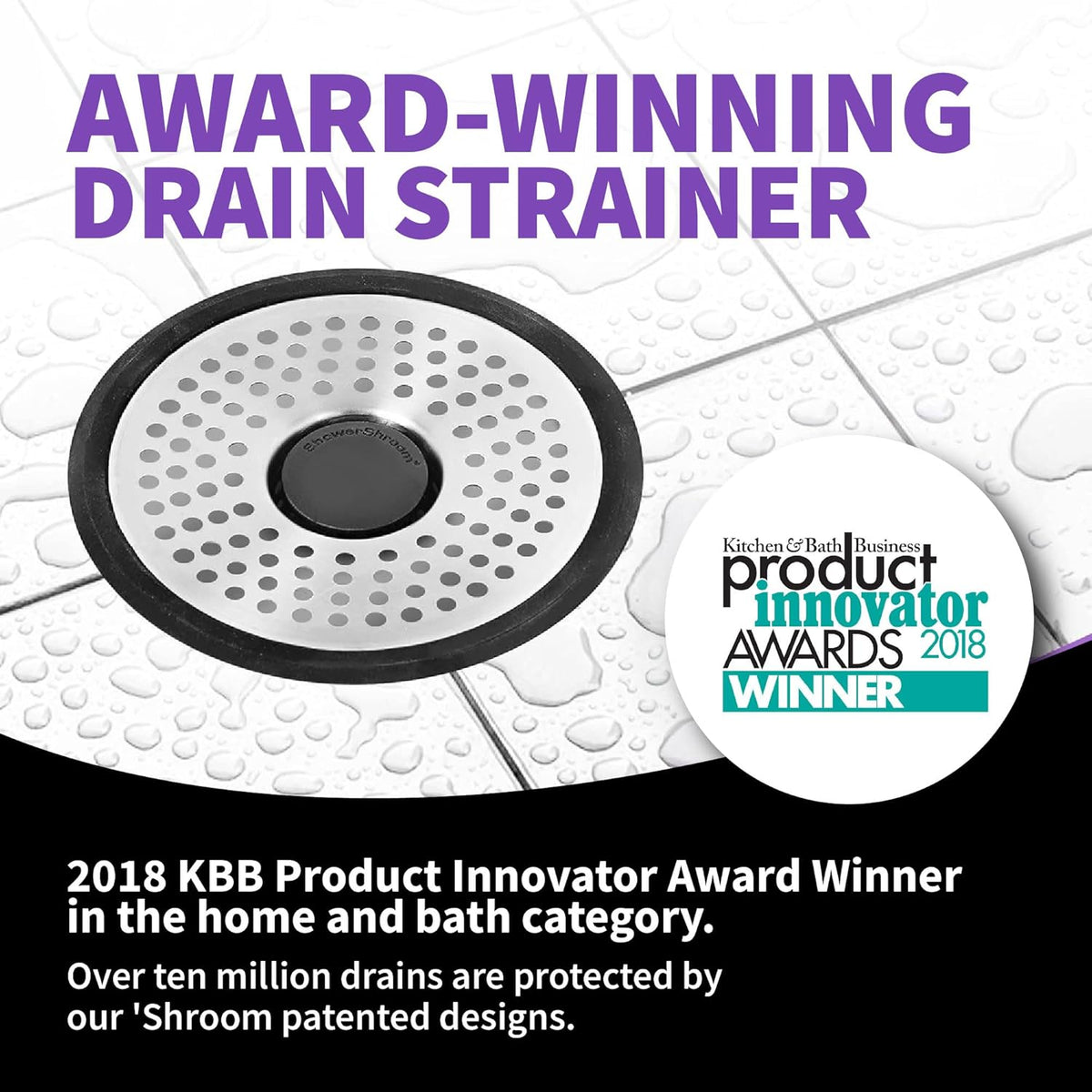 ShowerShroom SHSULT755 Ultra Revolutionary Shower Hair Catcher Drain Protector, No Size, Stainless