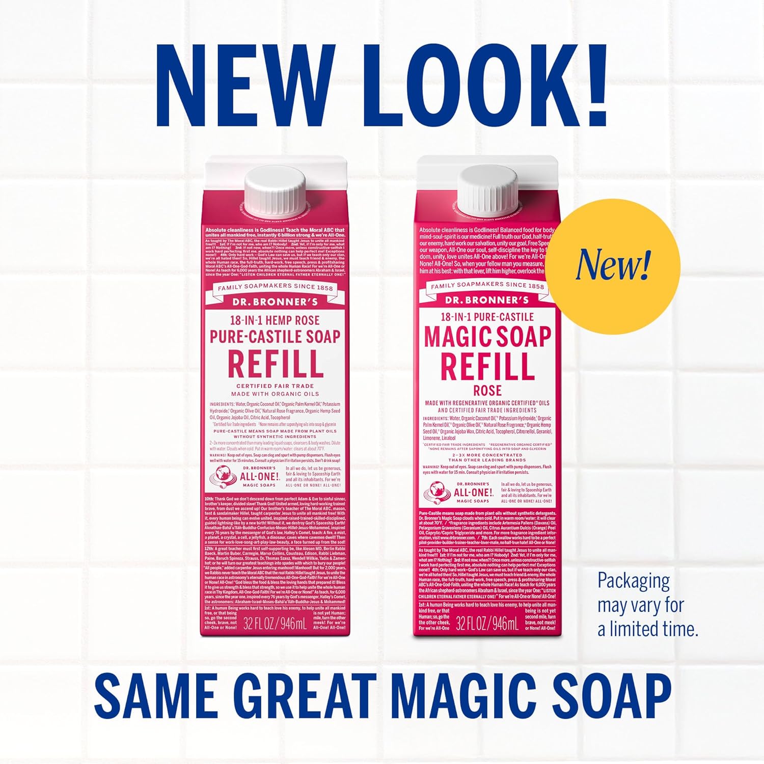 Dr. Bronner's Magic Soap-Pure-Castile Liquid Soap Refill (Rose 32 ounce, 2-Pack)-Regenerative