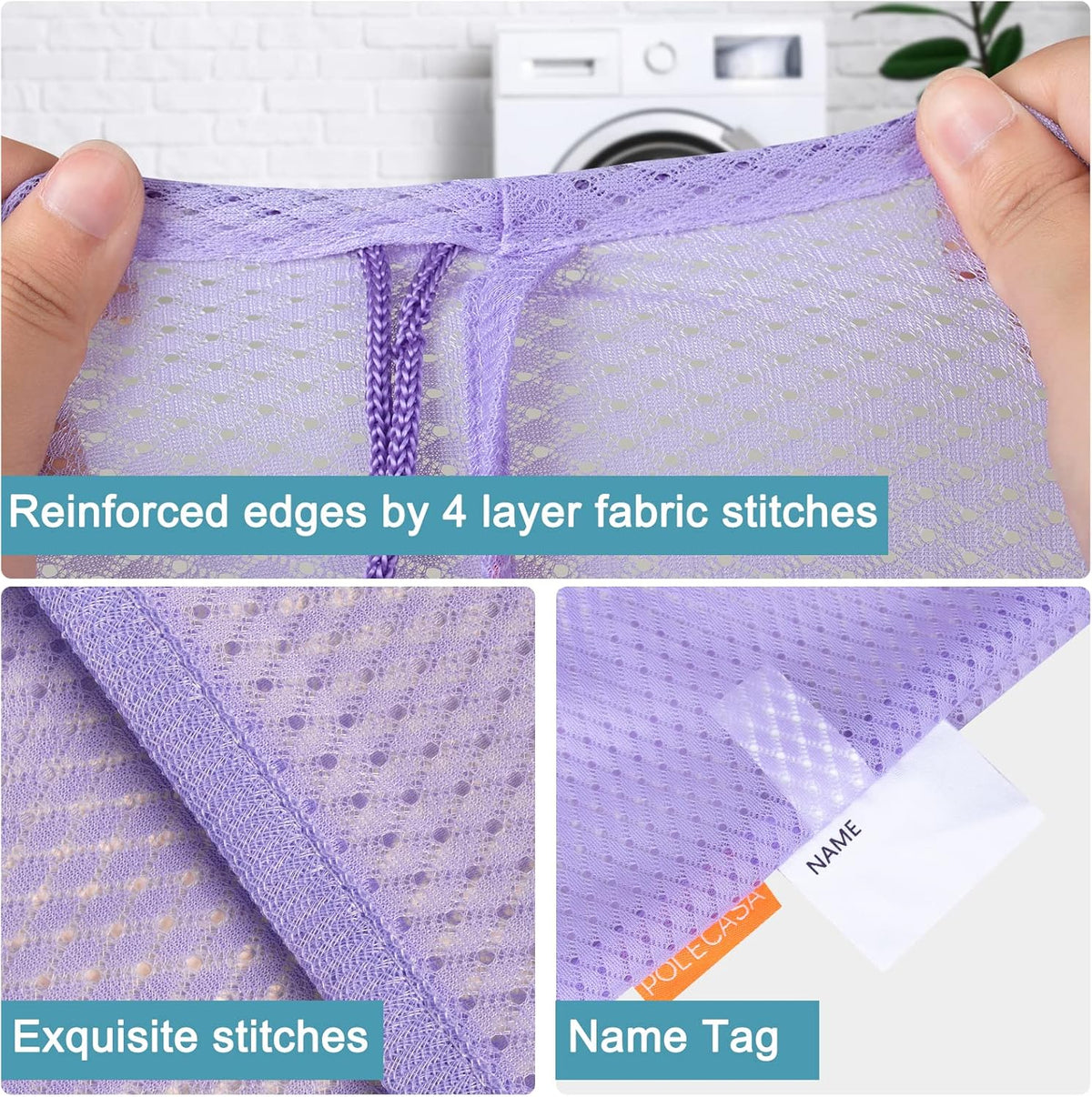 Polecasa Heavy Duty Large Mesh Laundry Bags with ID Tag and Locking Drawstring Closure - 2 Pack, 24