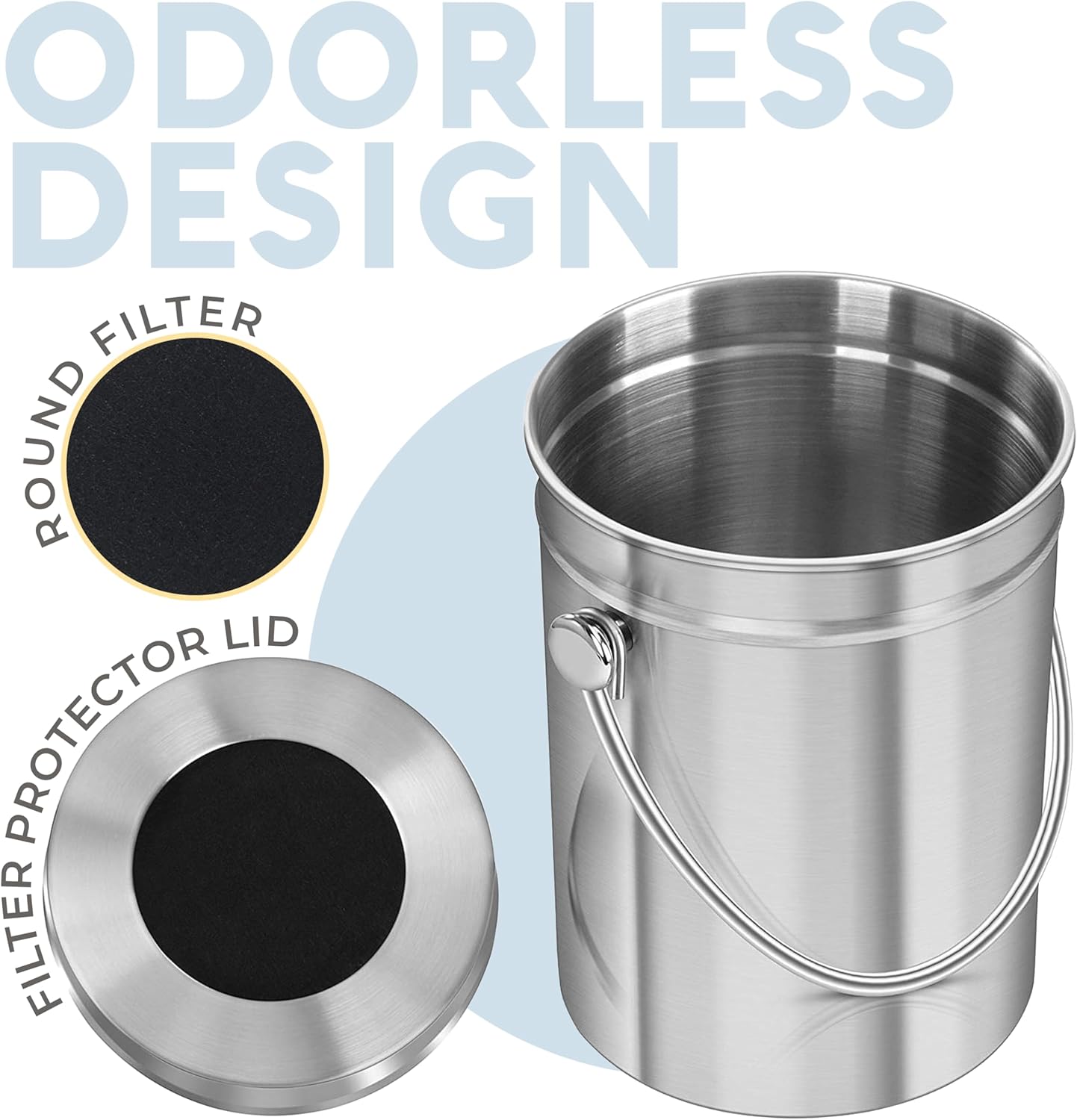EPICA Countertop Compost Bin Kitchen | 1.3 Gallon | Odorless Composting Bin with Carbon Filters |