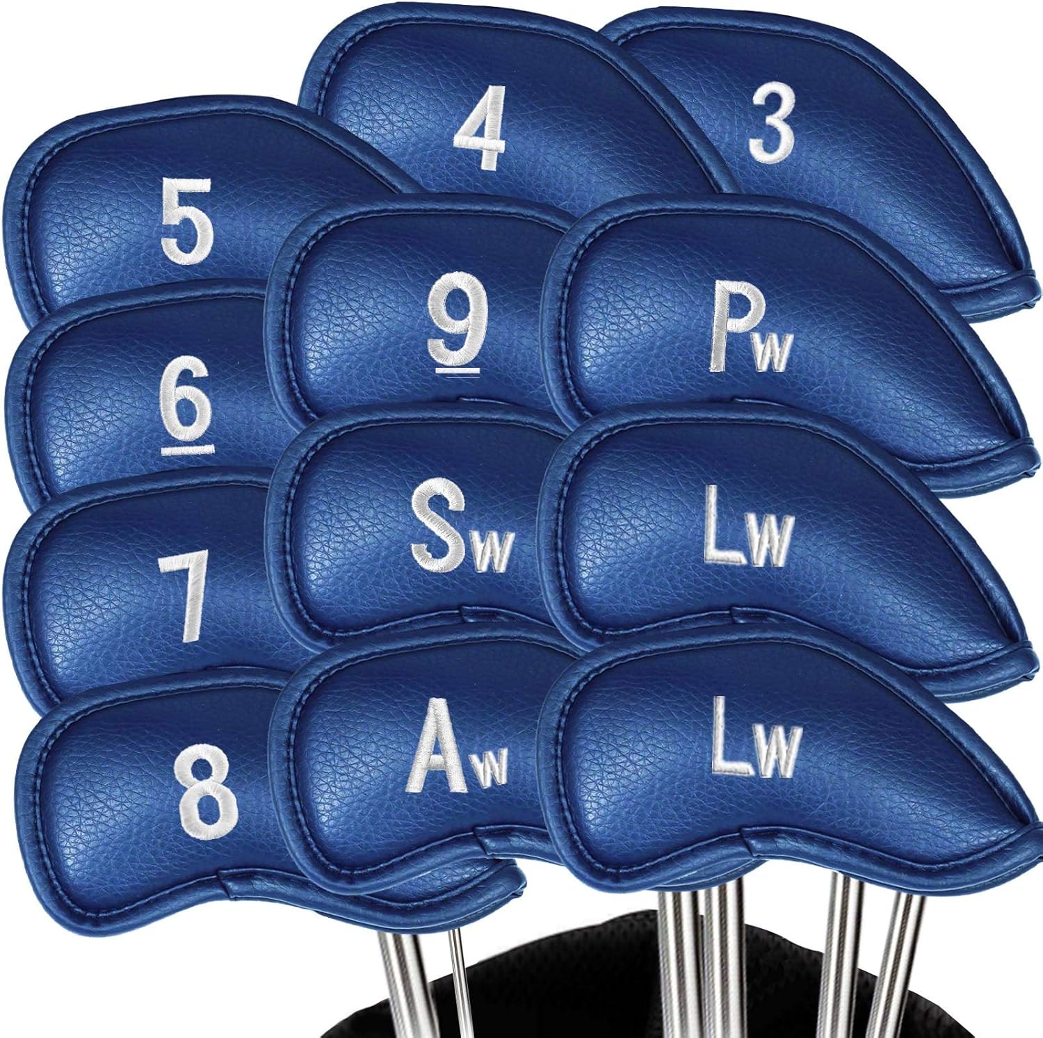 FINGER TEN Premium Synthetic Leather Stylish Iron & Wedge Golf Head Covers Value 12 Piece Set
