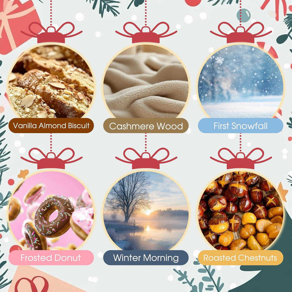 SCENTORINI Christmas Wax Melts, Soy Wax Melts for Wax Warmers Non-Toxic, 12-Pack Scented Wax Cubes