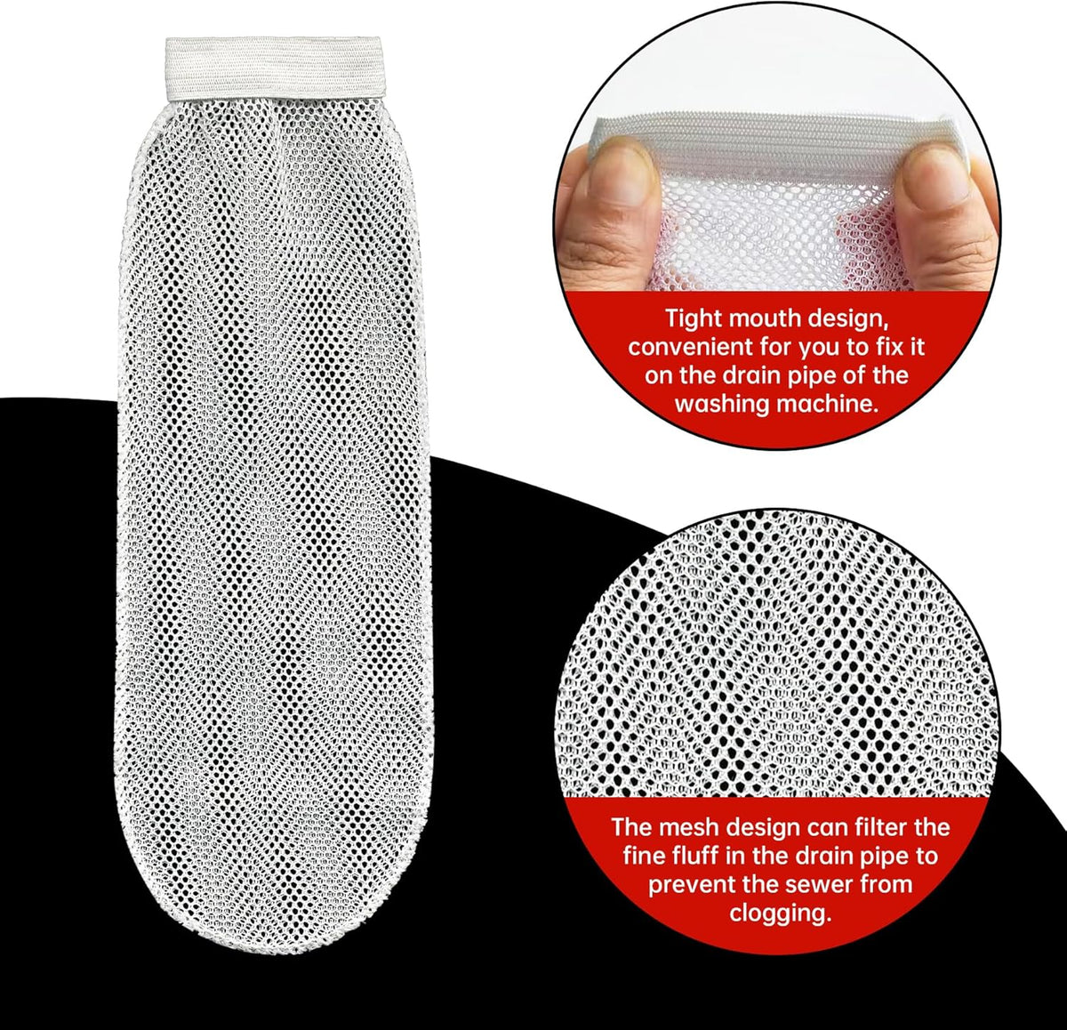 64-Piece Lint Trap and Cable Ties Set for Washing Machine, Includes 16 Nylon Mesh Lint Traps and 48