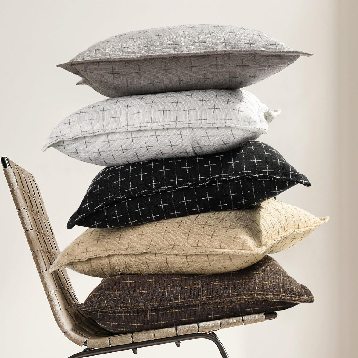 Pillow Covers 24x24 Set of 2 Soft Polyester Textured Pillow Covers with Stylish Flange Edge Cozy