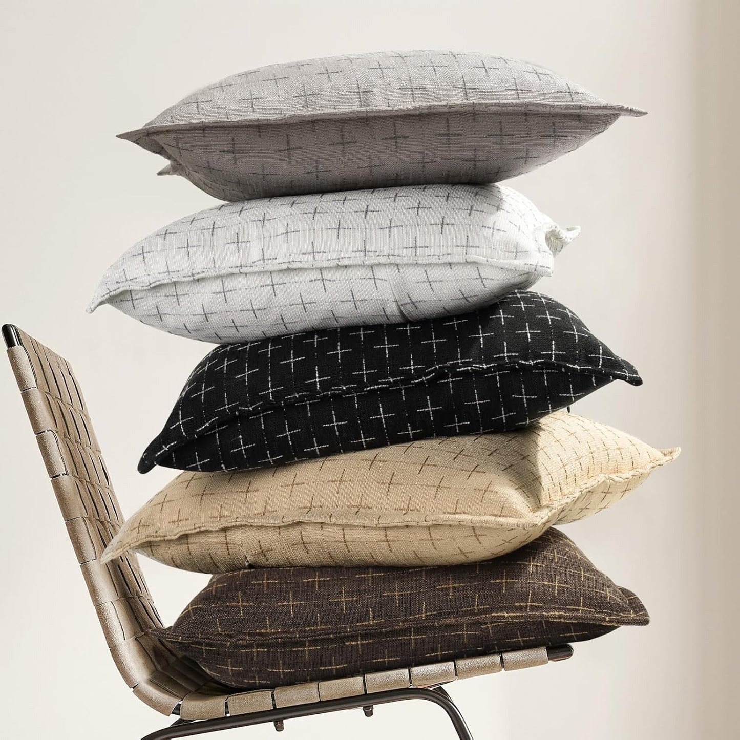 Pillow Covers 26x26 Set of 2 Soft Polyester Textured Pillow Covers with Stylish Flange Edge Cozy