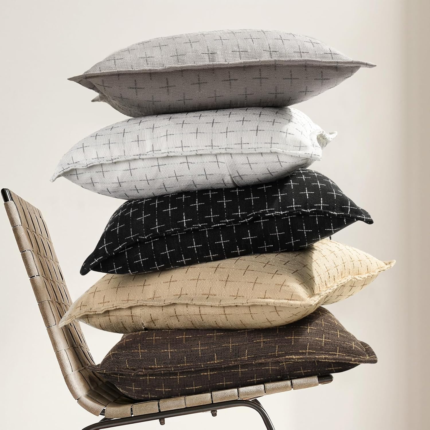 Pillow Covers 26x26 Set of 2 Soft Polyester Textured Pillow Covers with Stylish Flange Edge Cozy