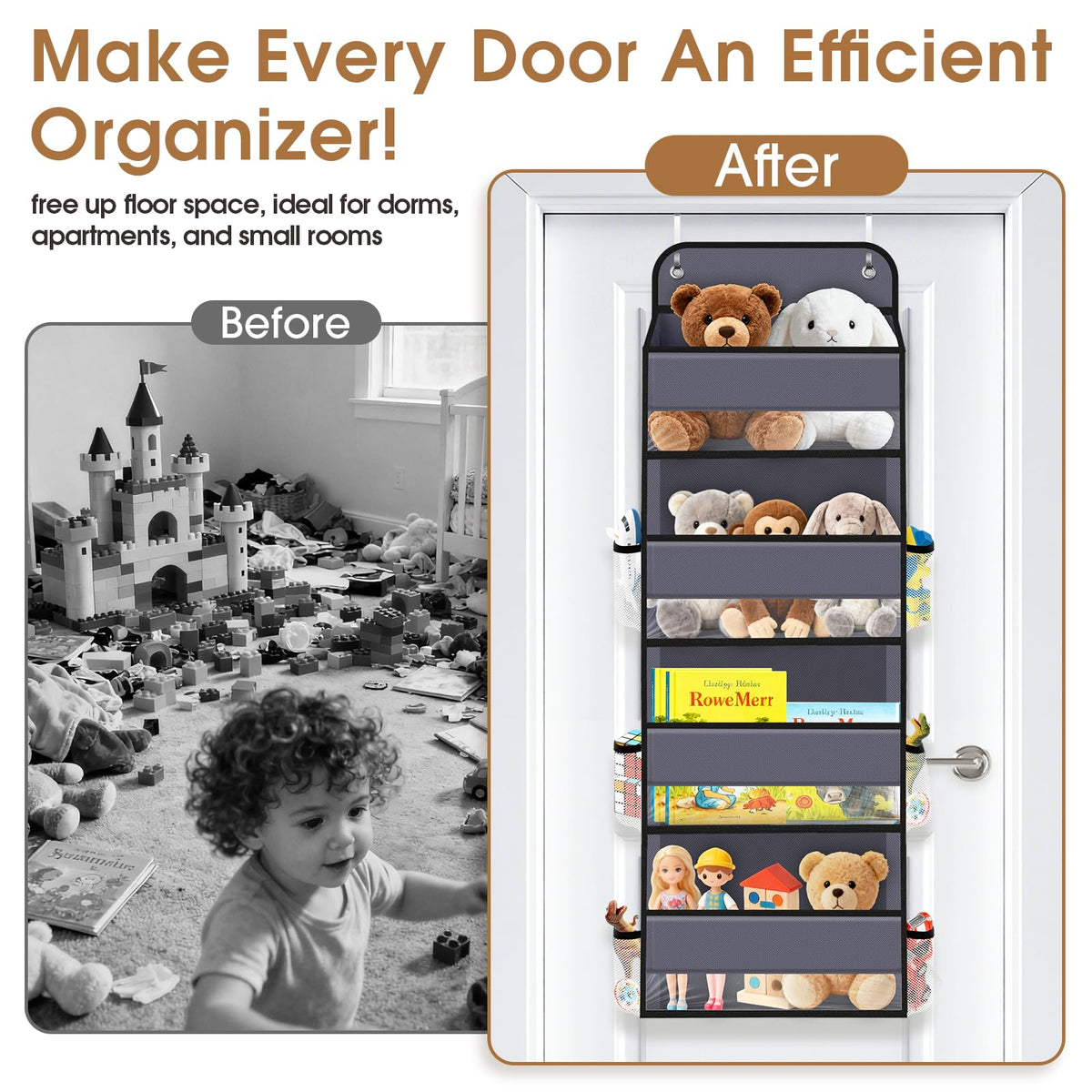 WISELIFE Over The Door Organizer Storage behind Door Hanging Organizer for Nursery – view 5