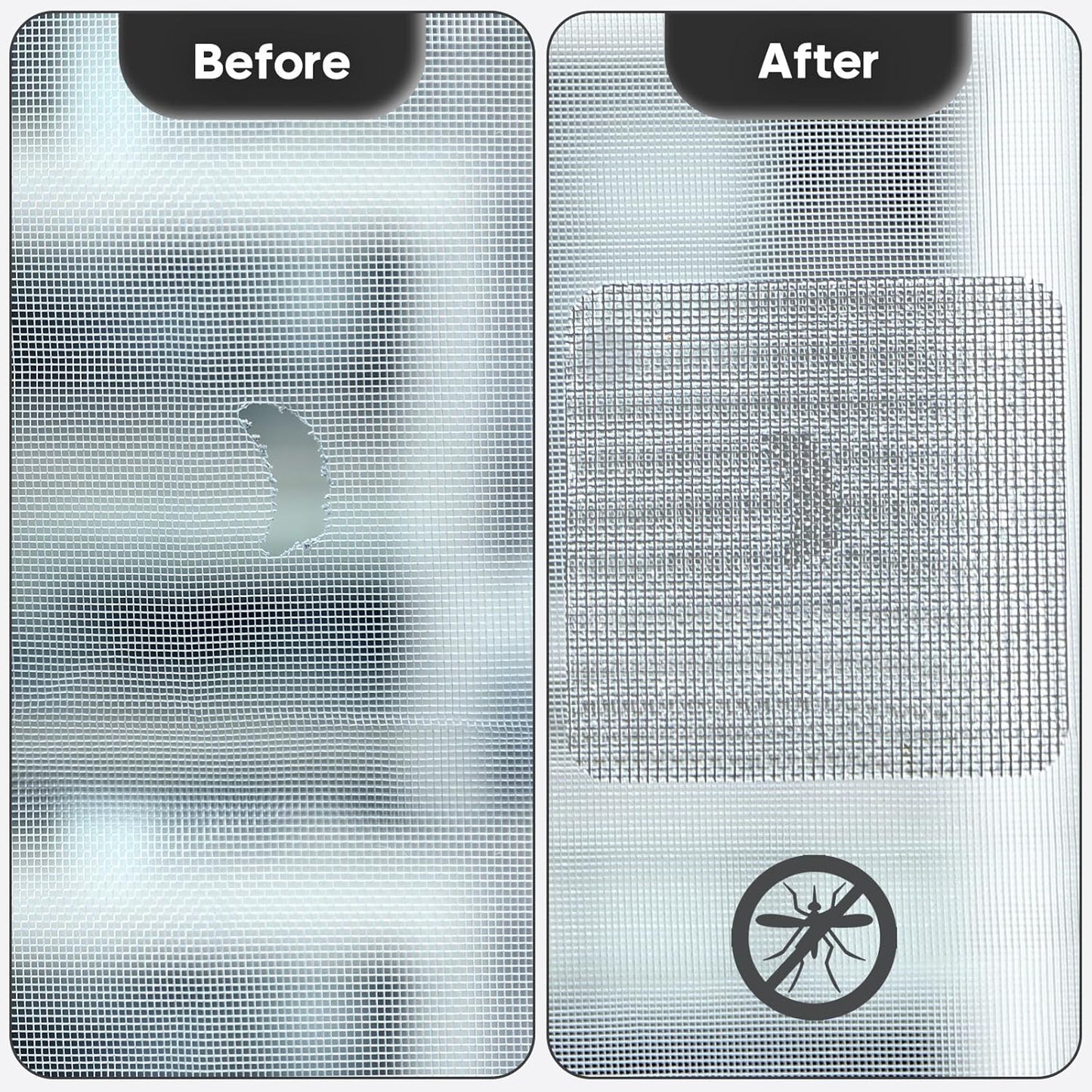 28 Sheets Window Screen Patches Repair Kit, Grey/Black 3 Sizes Window Screen Repair Kit for Mesh