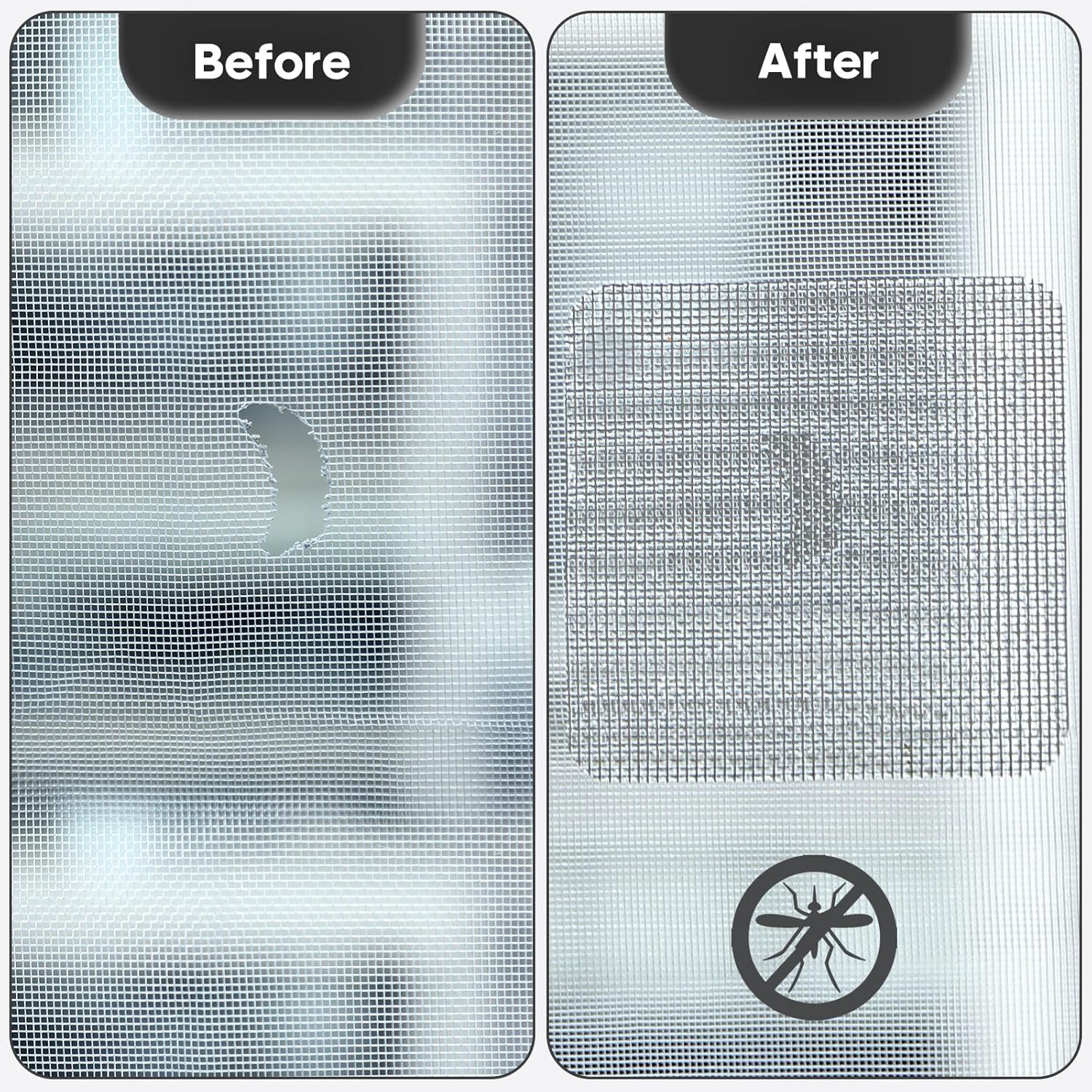 14 Sheets Window Screen Patches Repair Kit, Grey/Black 3 Sizes Window Screen Repair Kit for Mesh