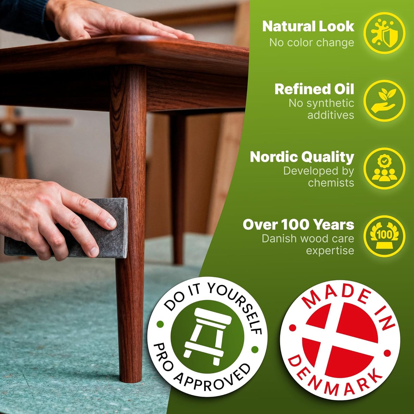 Nordicare Wood Oil Colorless - Premium Walnut Oil, Teak Oil, Wood Oil Furniture for Oak, Beech