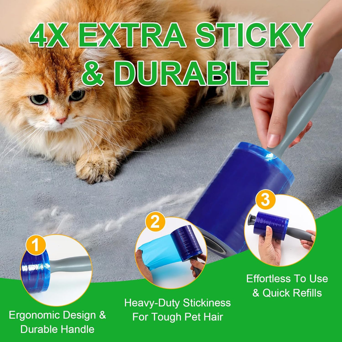 Lint Roller for Pet Hair 500 Sheets Extra Sticky Pet Hair Remover for Clothes Furniture Carpet