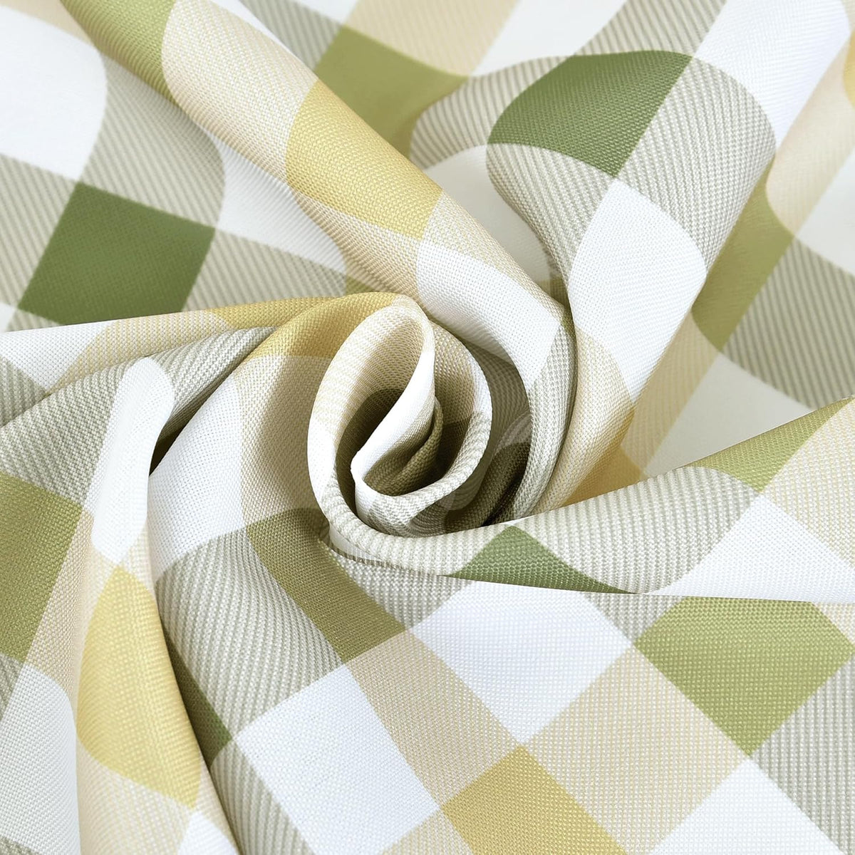 Classic Gingham Tablecloth Fabric - Oblong 58x120 Water Resistant Chequered Pattern Table Cloth for