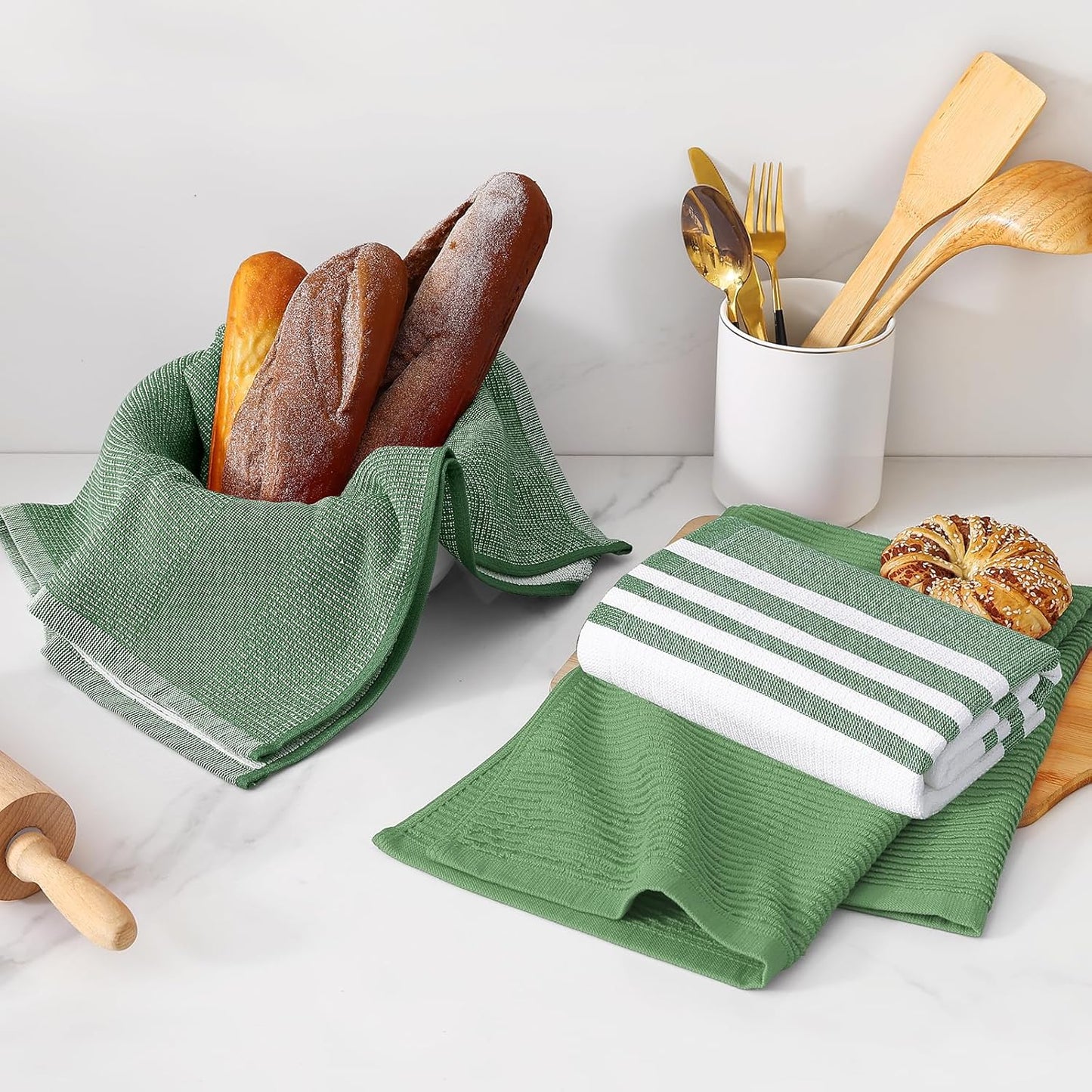 Homaxy Premium Kitchen Towels(18”x 28”, 6 Pack), Large Cotton 380 GSM Kitchen Hand Towels, Soft and