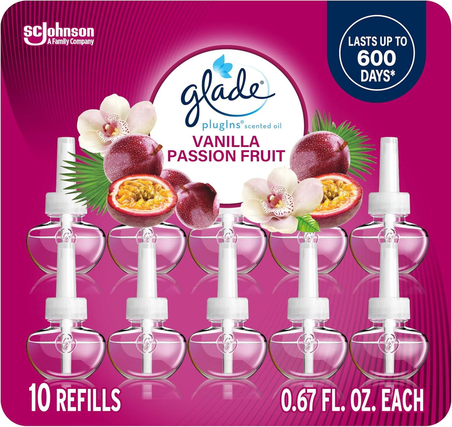 Glade PlugIns Refills Air Freshener, Vanilla Passion Fruit, Scented and Essential Oils for Home and