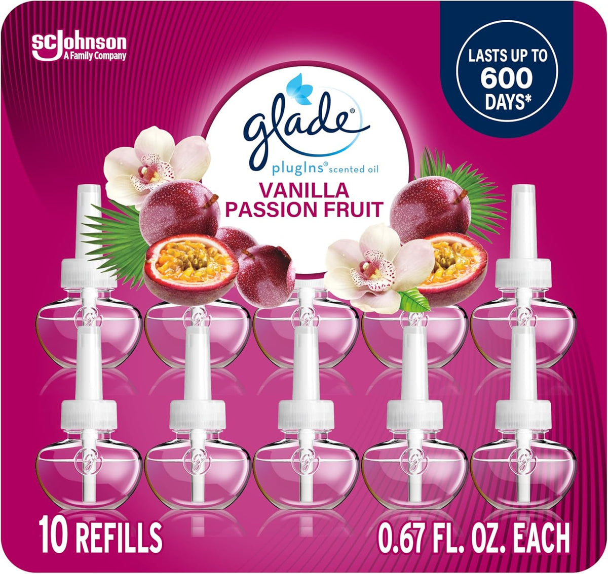 Glade PlugIns Refills Air Freshener, Vanilla Passion Fruit, Scented and Essential Oils for Home and