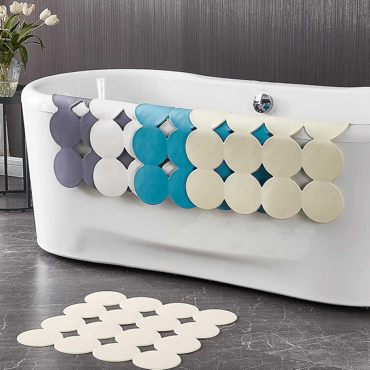 Square Shower Mat Nonslip - Rubber Bathtub Mat with Suction Cups for Inside Shower Bathroom Floor