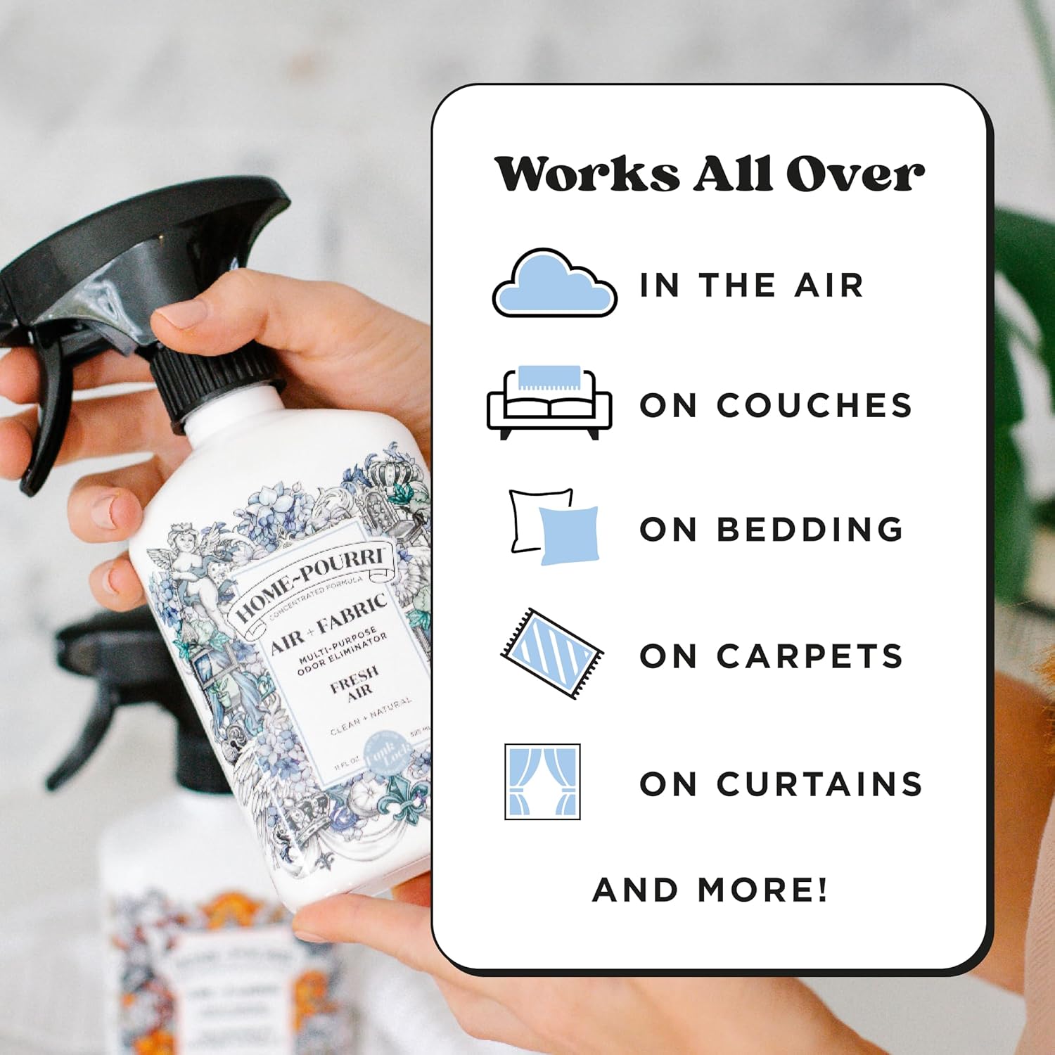 Home-Pourri Air + Fabric Multi-Purpose Odor Freshener Spray, 11 Fl Oz, Up to 570 Uses, Fresh Air
