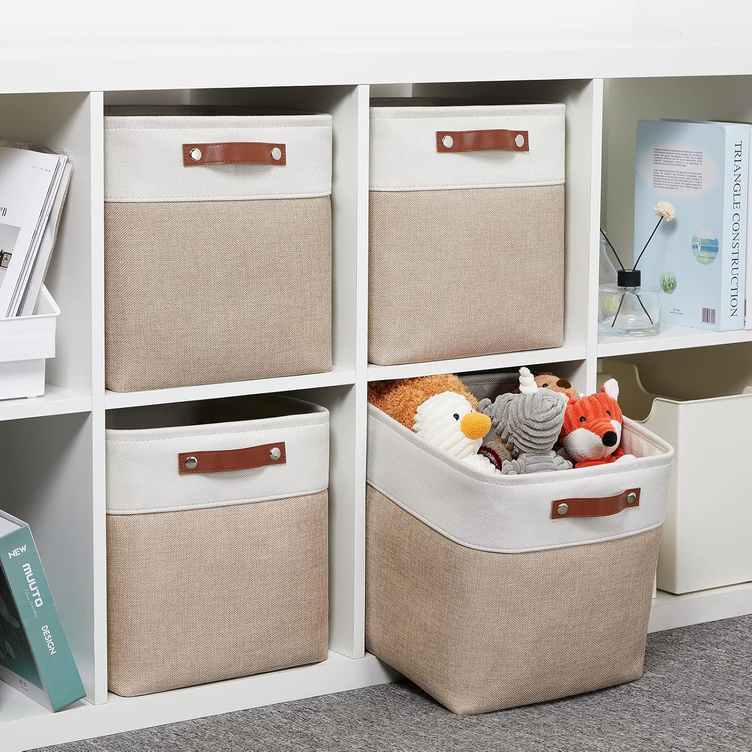 DULLEMELO Cube Storage Bins - 4 Pack Foldable Large Storage Baskets 12 inch Gifts Empty Fabric Bins
