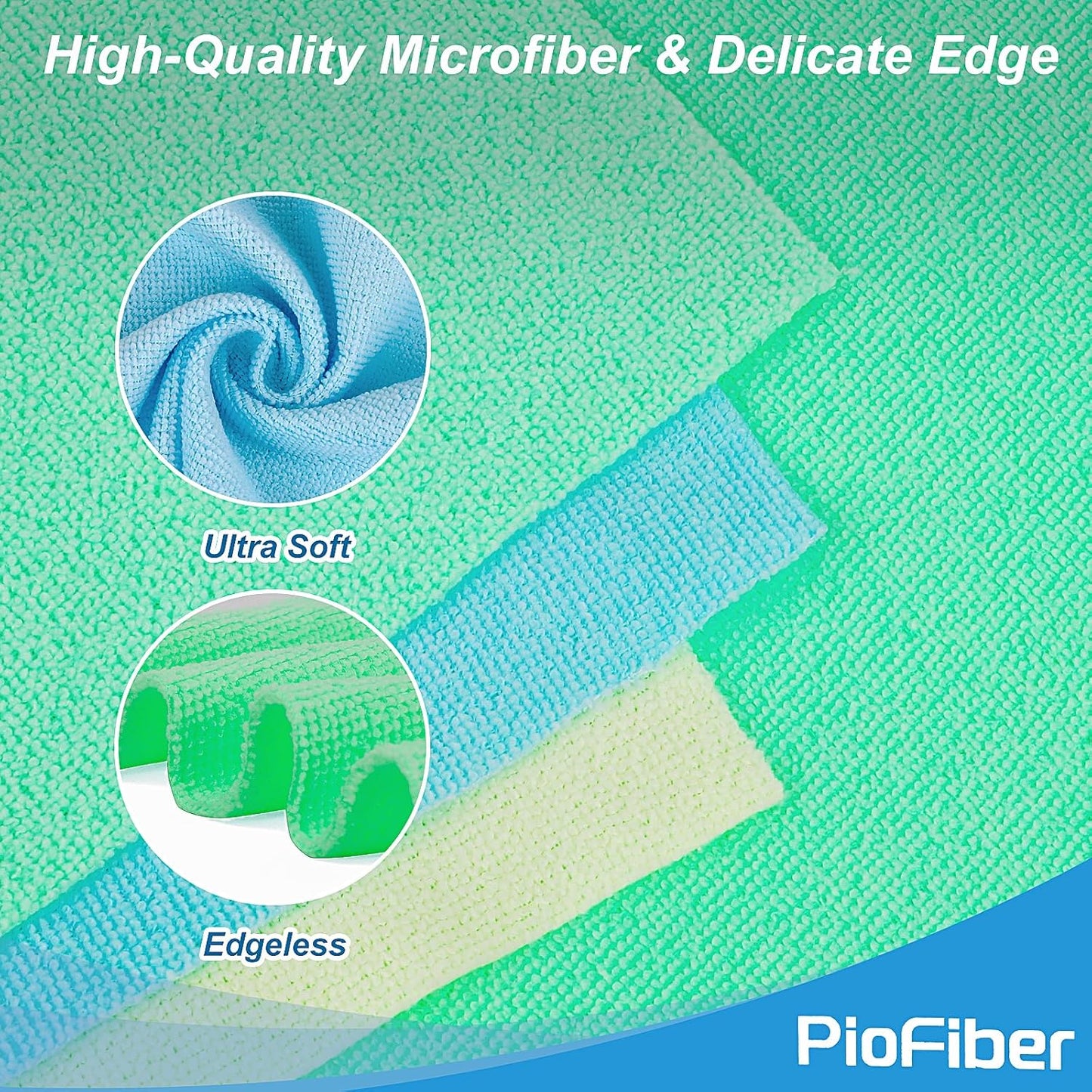 Shop Towels – 20 Pack Edgeless Microfiber Cleaning Cloths, 12"x12" Lint-Free, Reusable Towels for