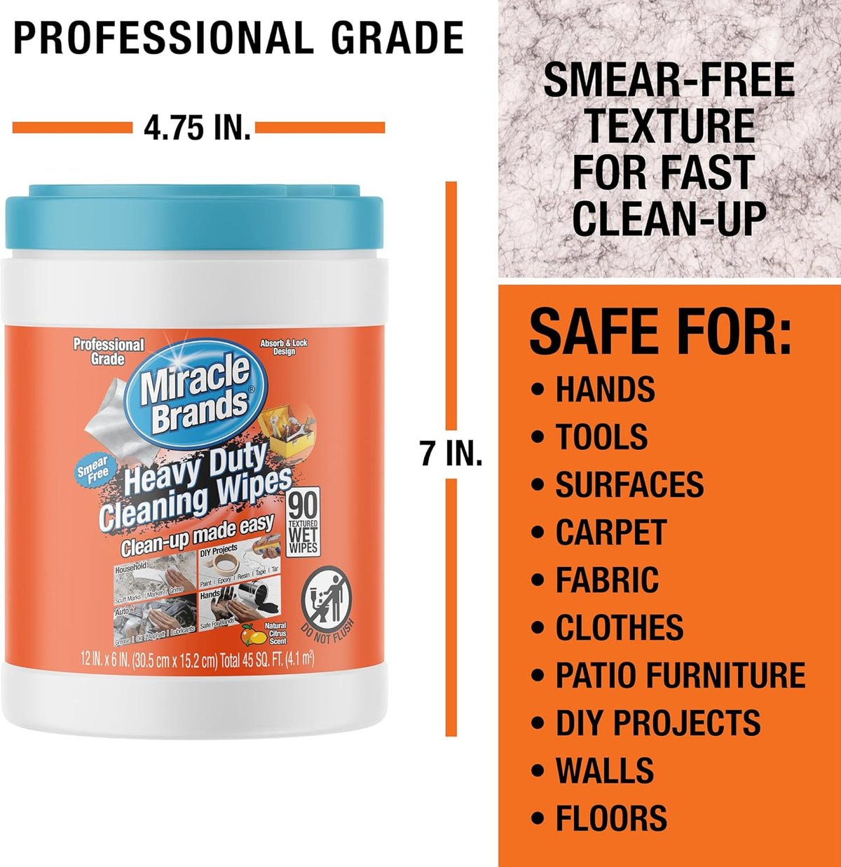 MiracleWipes for Heavy Duty Cleaning (90 Count) - All Purpose Cleaner, Kitchens, Bathrooms