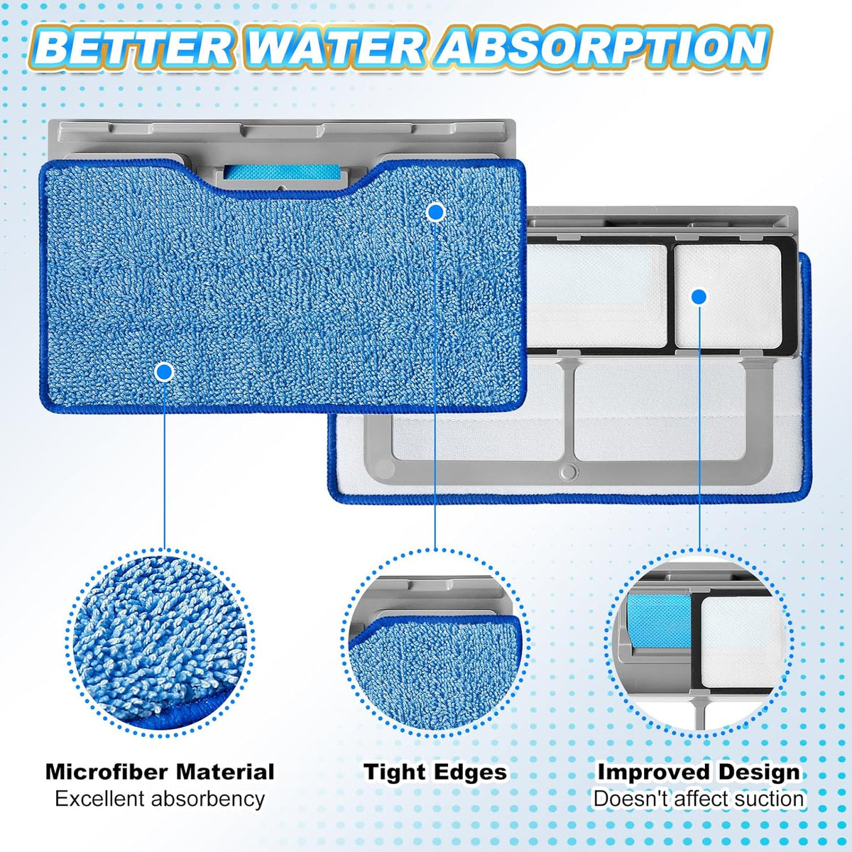 KEEPOW Reusable Mop Replacement Pads Compatible with Shark Vac Mop VM252 VM200 VC205 VM250 VM190