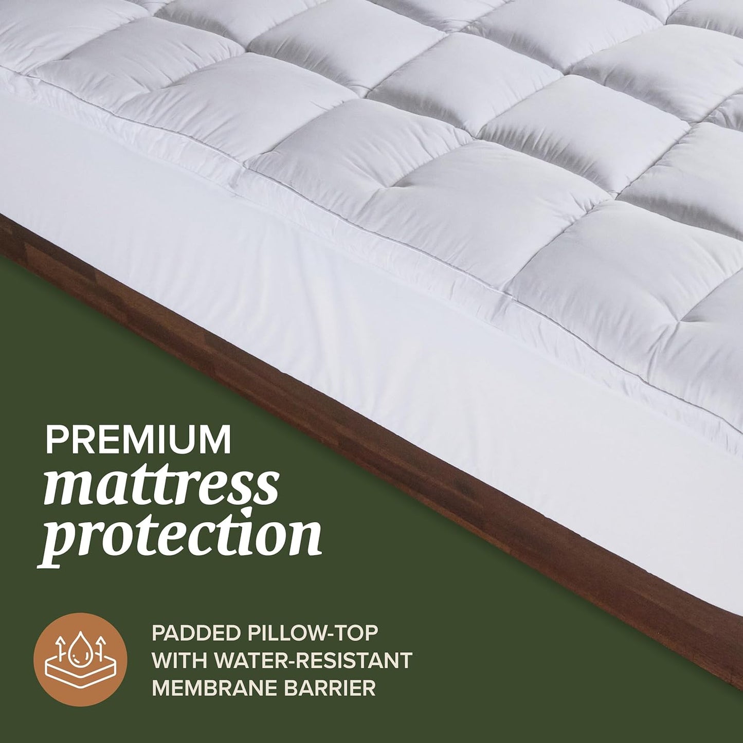 Beckham Hotel Collection Twin Size Hybrid Mattress Pad (Extra Padded) & Protector - Waterproof