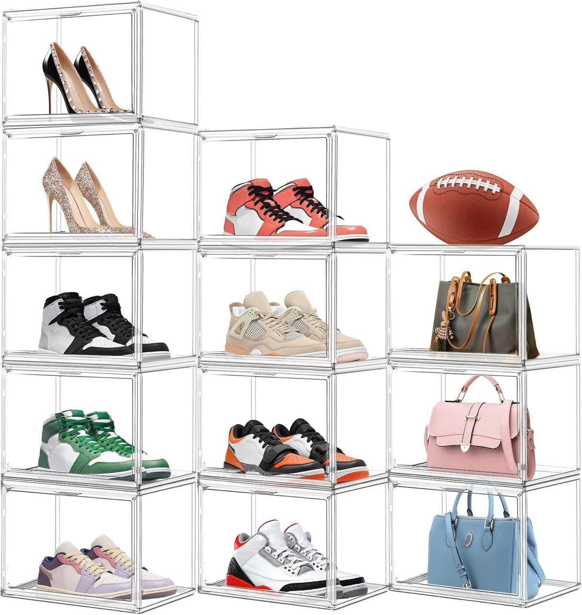 12 Pack Thicken Shoe Rack Organizer for Closet Acrylic Shoe Box with Magnetic Door Sneaker Display