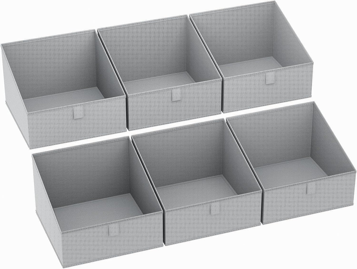 DIMJ Storage Bins for Closet, Trapezoid Storage Bins with Front Handle, Fabric Storage Baskets for