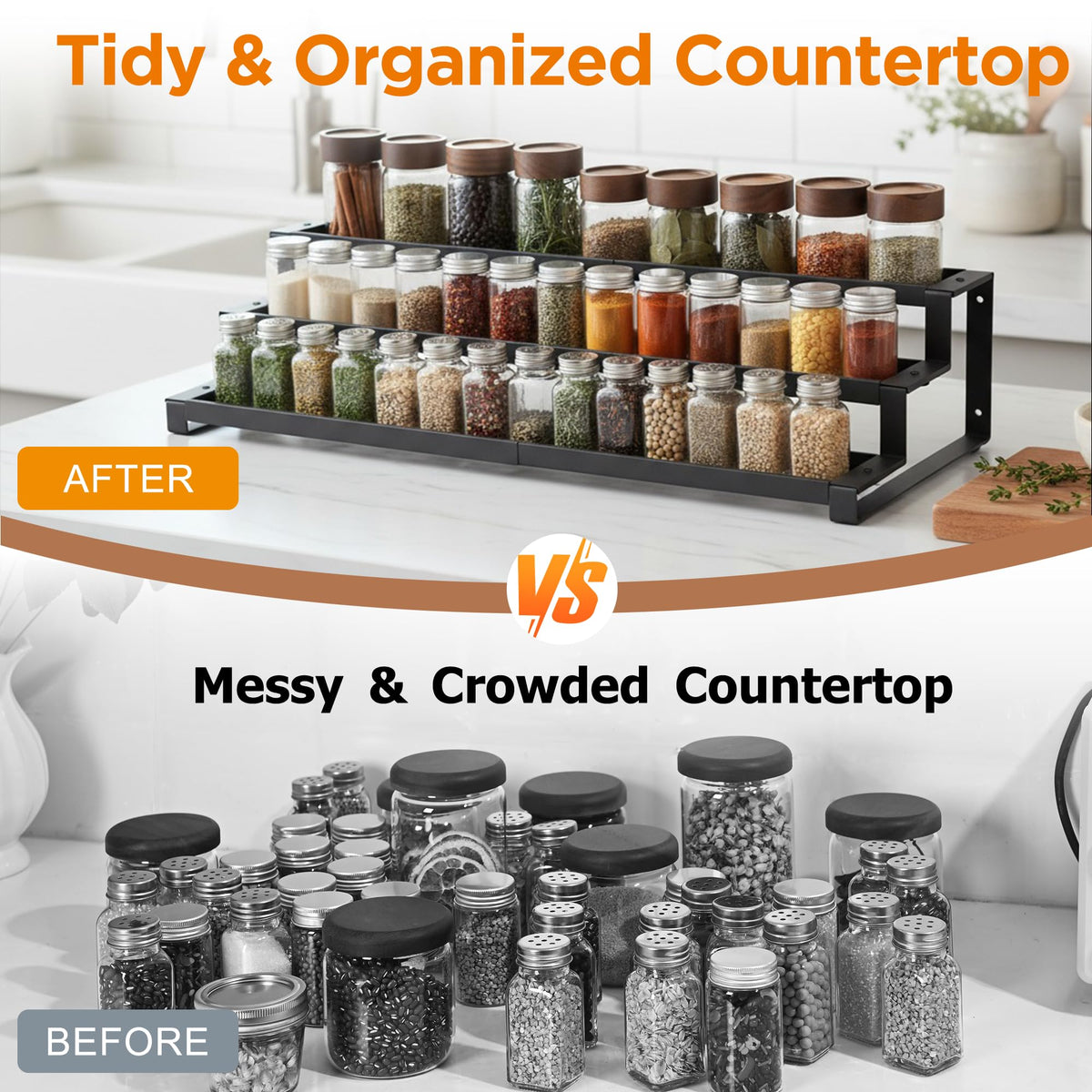 3-Tier Spice Rack Organizer for Kitchen Cabinet or Pantry, 16"-29" Expandable Spice Organization