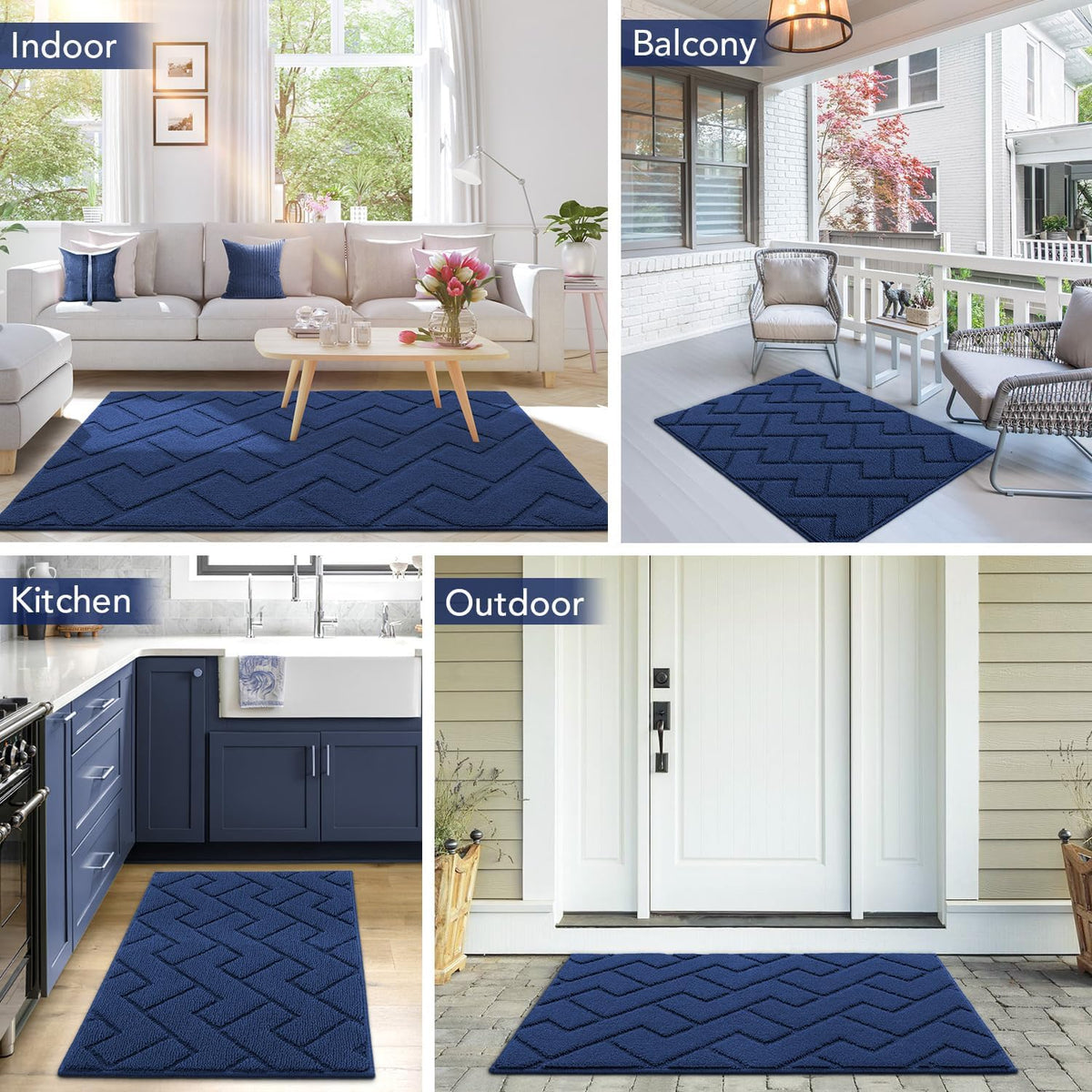 hicorfe Indoor Doormat,Front Back Door Mat TPR Backing Non Slip Mats 20"x31.5" Absorbent Resist