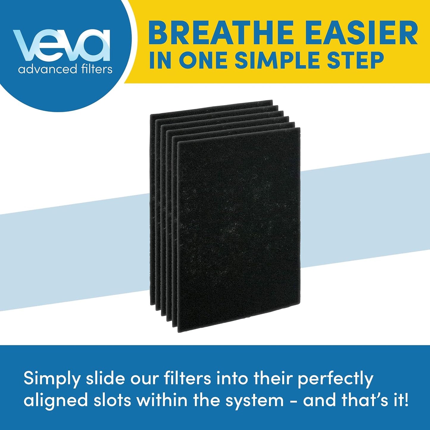 VEVA Air Purifier Filter Replacements - 6 Pack Precut & Compatible with Honey-well HPA200 Purifiers