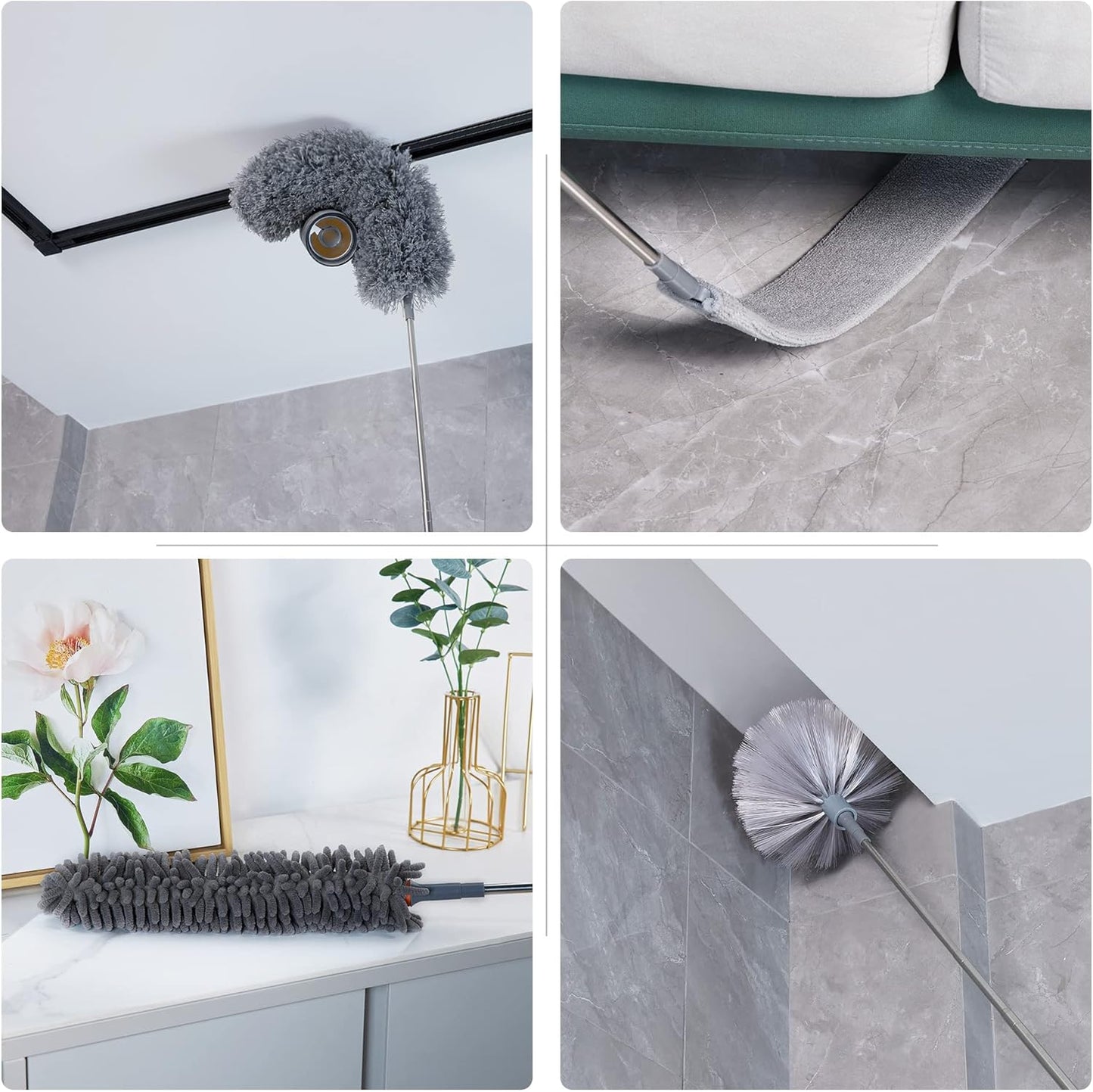 BOOMJOY Microfiber Feather Duster 7PCS, Bendable Dusters with 100 inches Extension Pole for