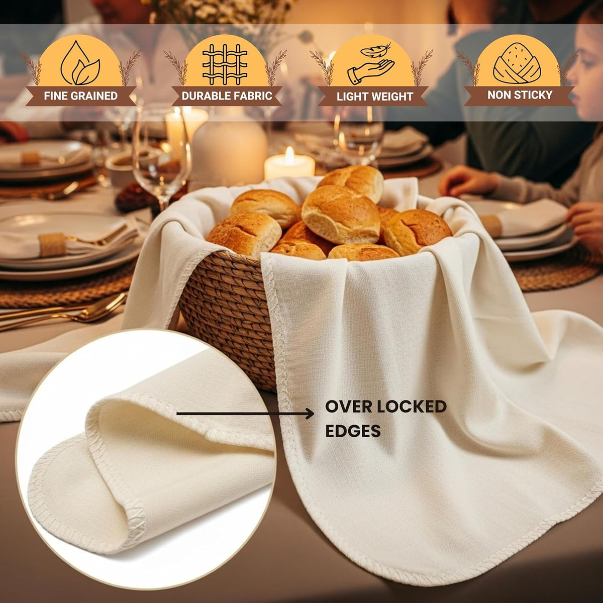 WHITEWRAP Unbleached Flour Sack Towels for Bread Proofing – Thick Cotton Baking Cloth for