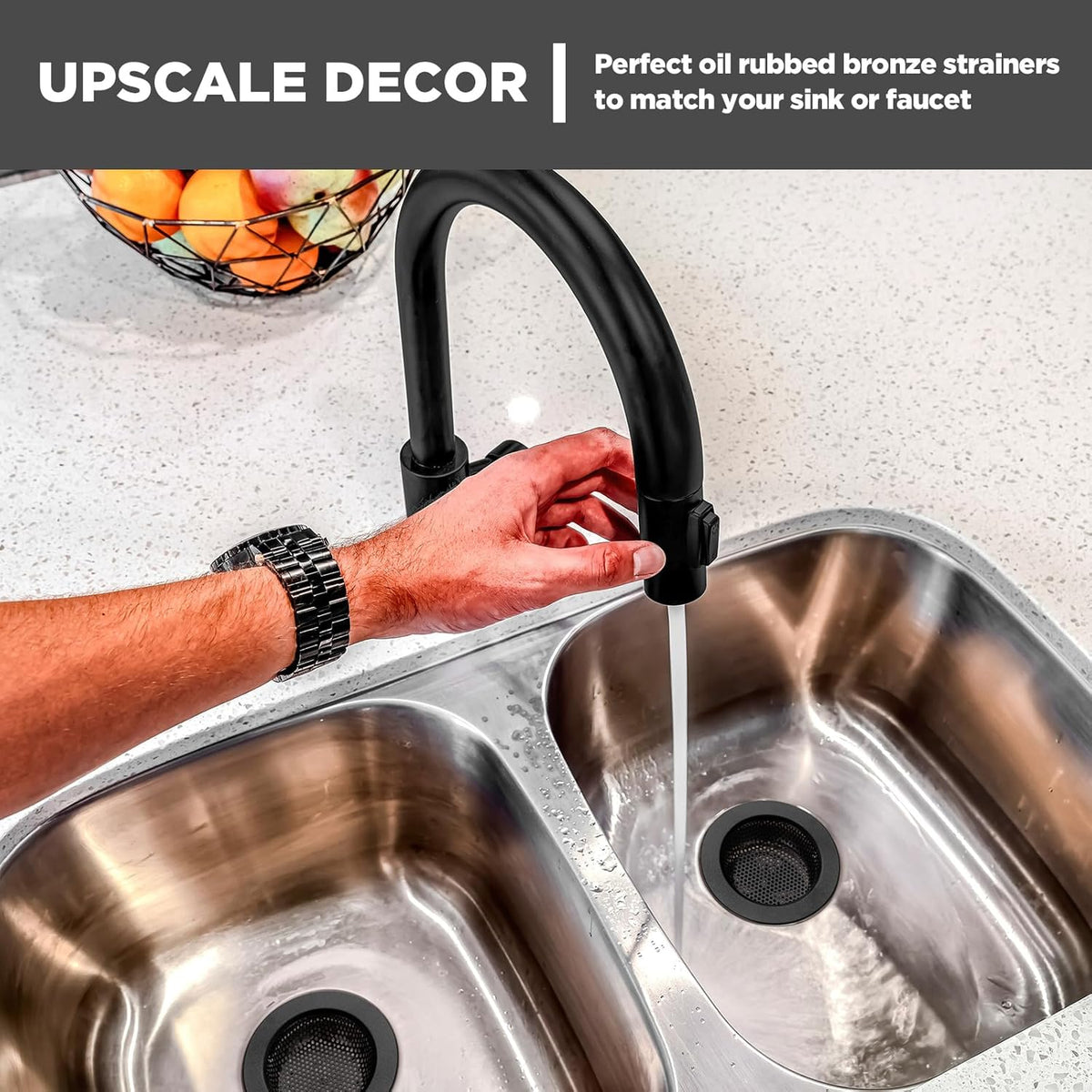 Retisee 2 Pcs Sink Strainer Stainless Steel Kitchen Sink Drain Strainer Basket Cover Mesh Hair Food
