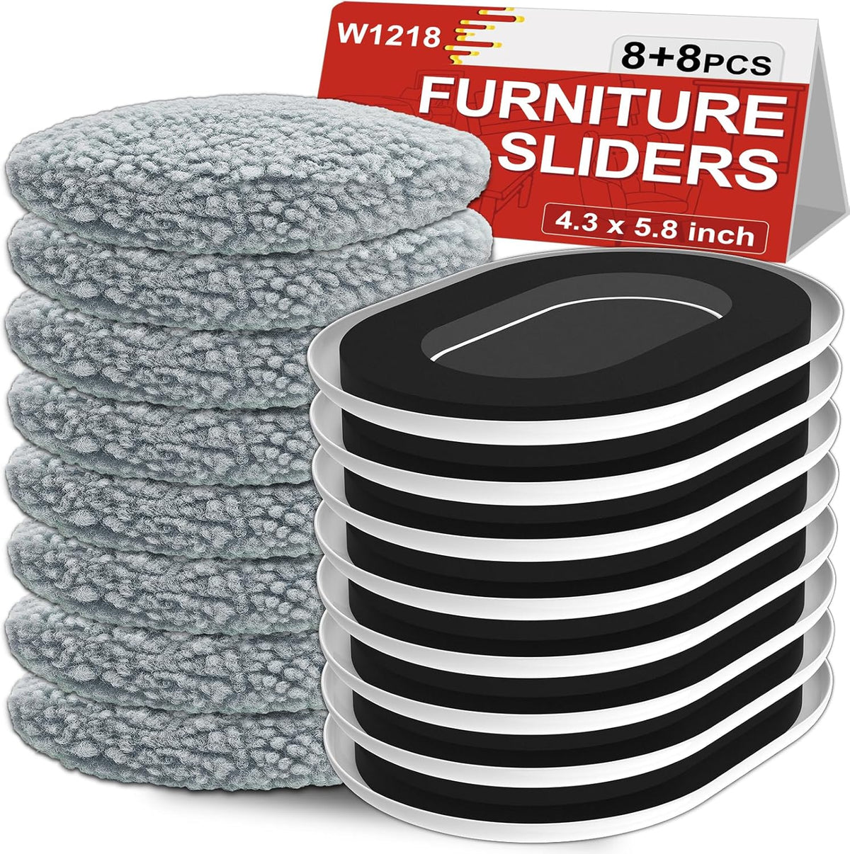New Upgrade Furniture Movers Sliders, 8+8 Pack 5.8 * 4.3" Multi-Surface Furniture Sliders with