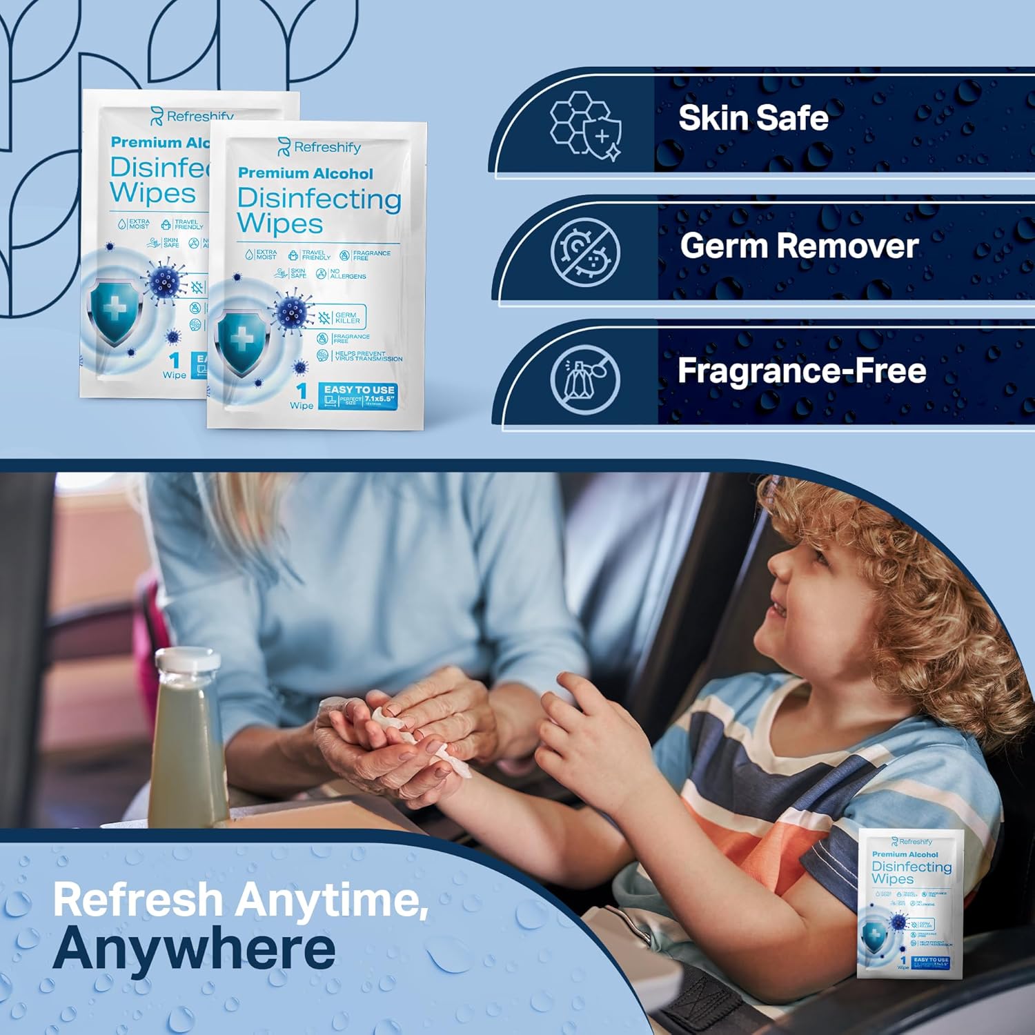 Large Alcohol Wipes 75% Unscented Hand Sanitizing Wipes (320 count +12 travel wipes) Alcohol Wipes
