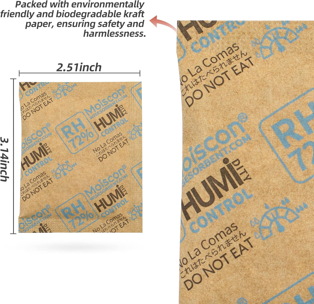 72% Two-Way Humidity Control Packs- 8 Gram Moisture Absorbers for Herbs, Wood Humidifier Boxes