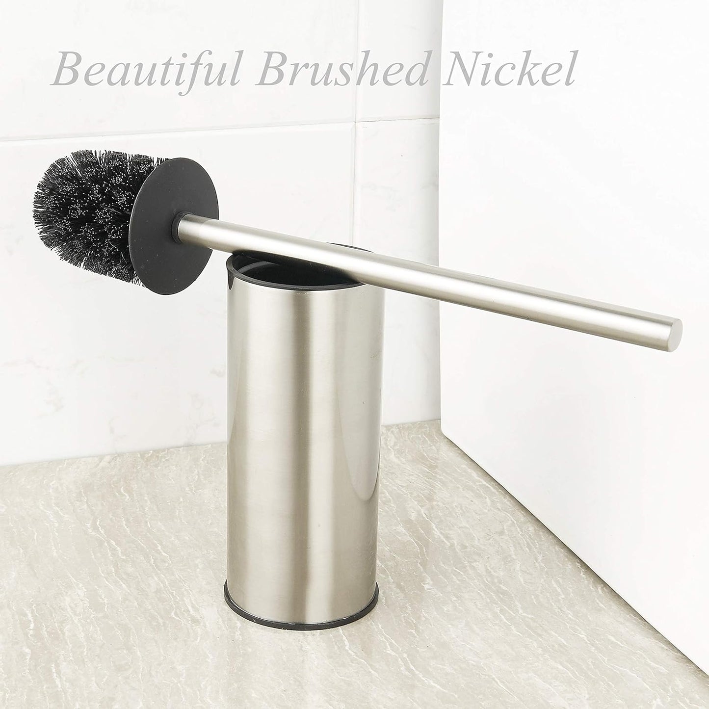 BGL Toilet Brush Holder Brushed Nickel, Stainless Steel 304 Brushed Nickel Round Freestanding