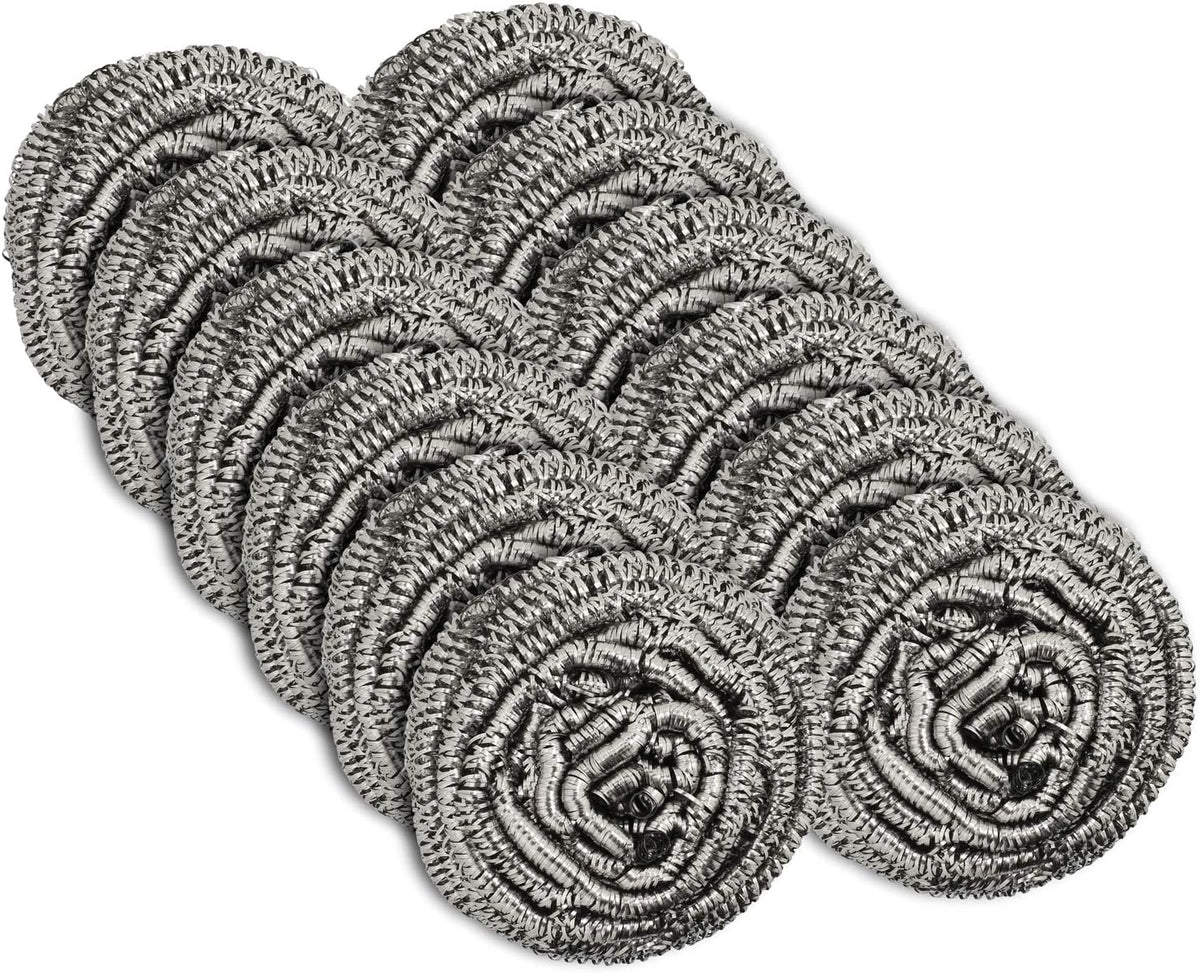 12 Pack Stainless Steel Scourers by Scrub It – Steel Wool Scrubber Pad Used for Dishes, Pots, Pans